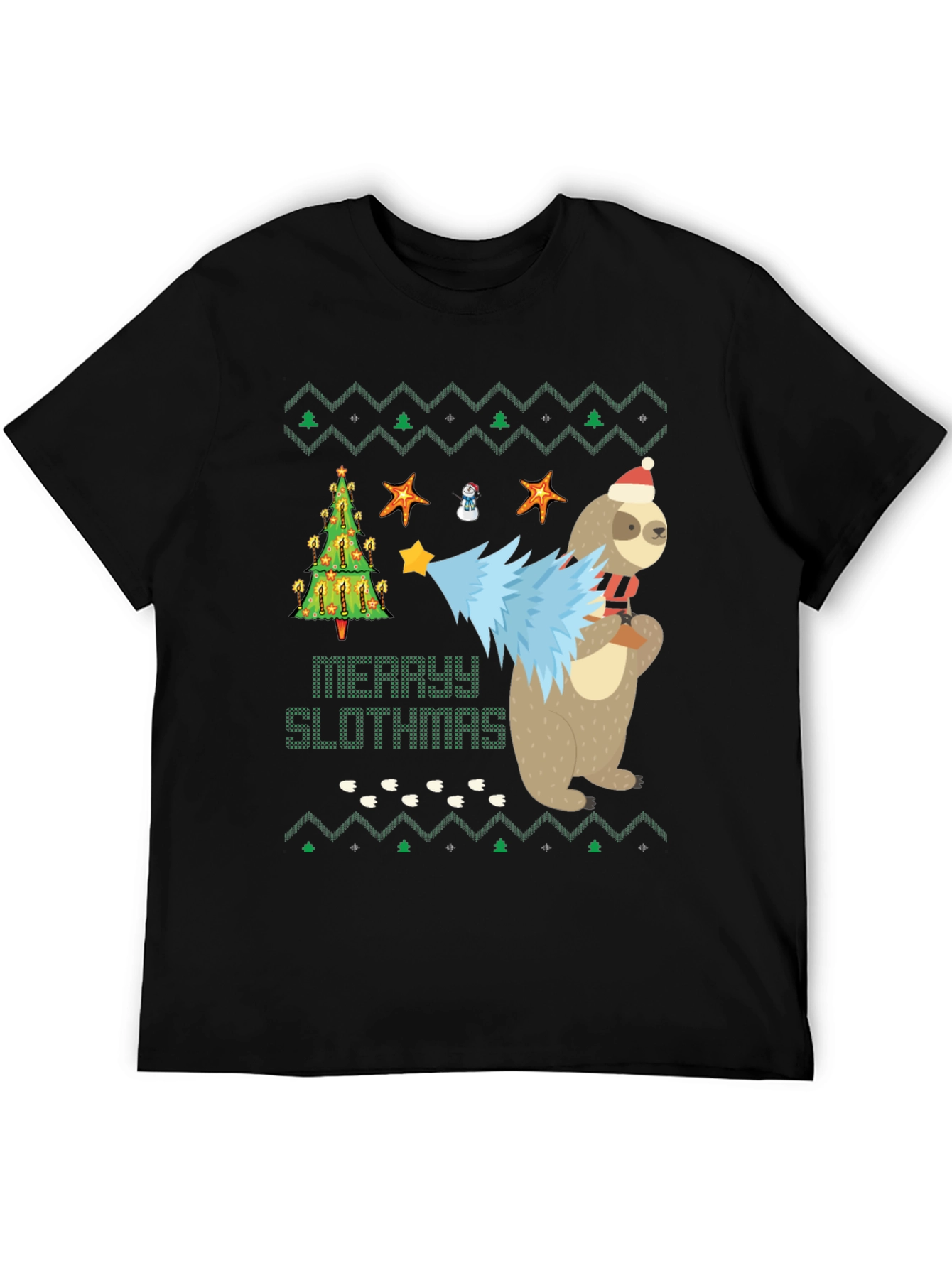 Merry Slothmas Graphic Tee - Funny Holiday Sloth Shirt