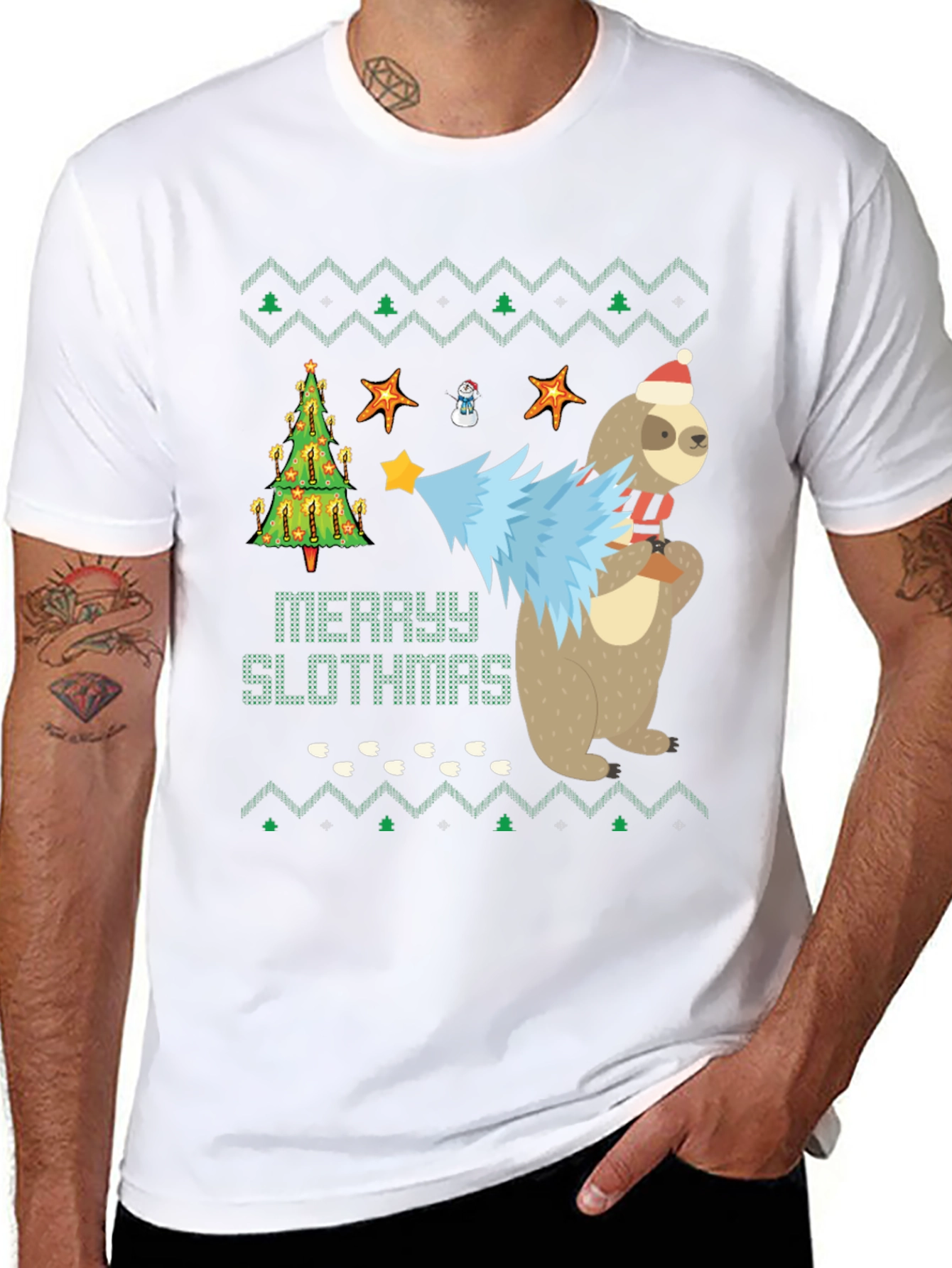Merry Slothmas Graphic Tee - Funny Holiday Sloth Shirt