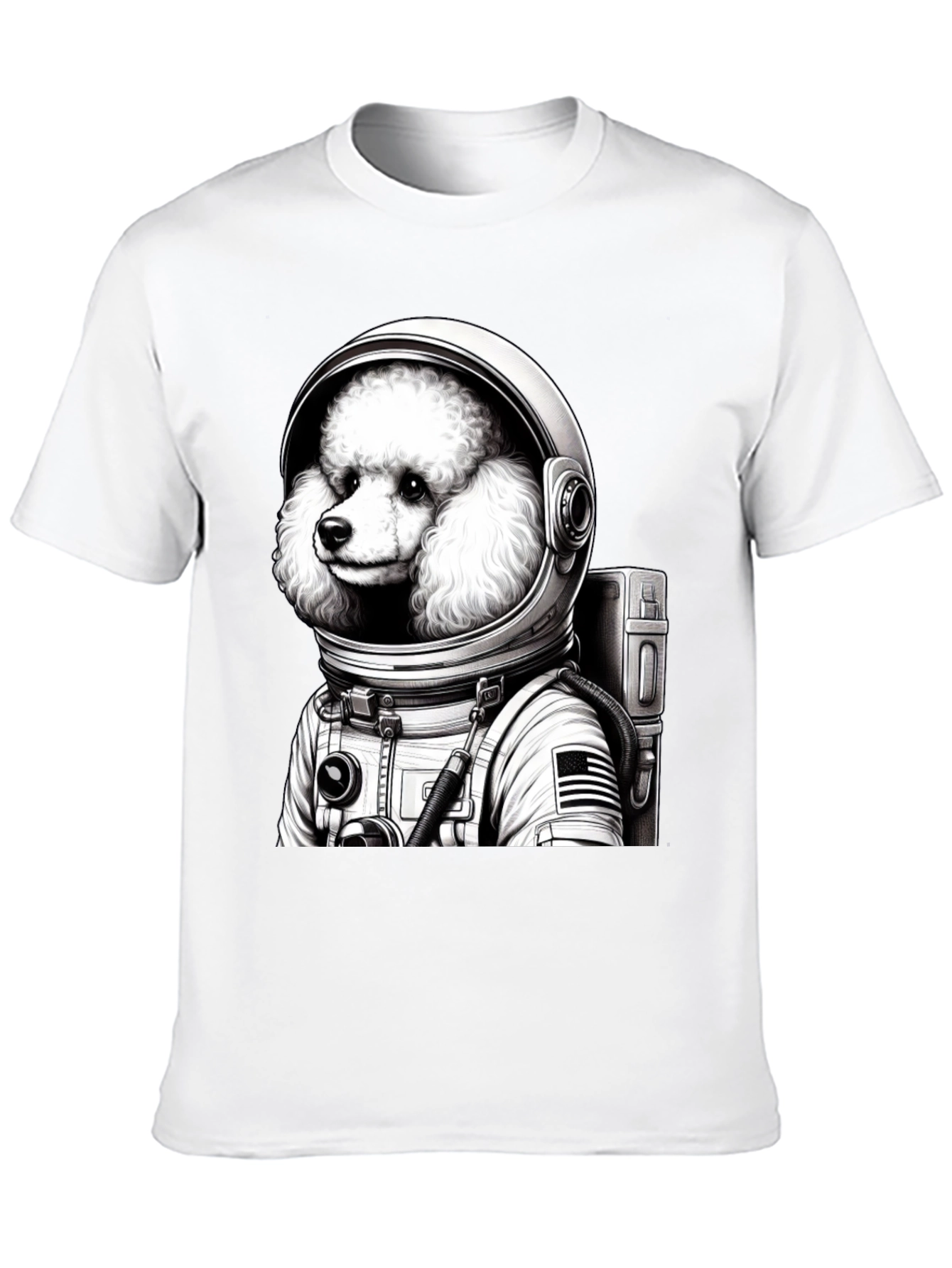 Poodle Astronaut Graphic T-Shirt - Space Dog Tee