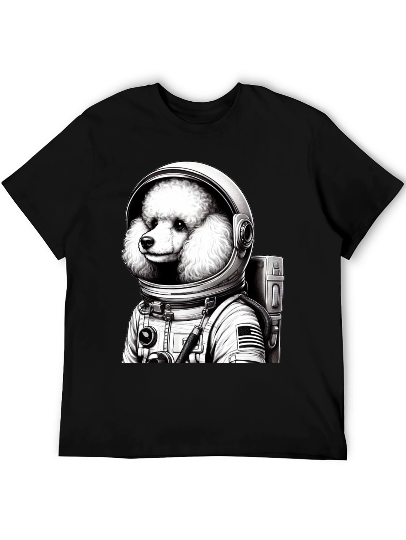 Poodle Astronaut Graphic T-Shirt - Space Dog Tee