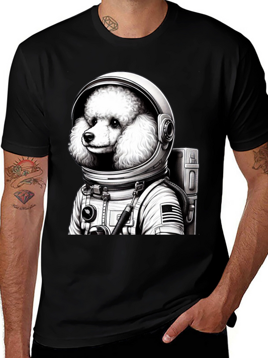 Poodle Astronaut Graphic T-Shirt - Space Dog Tee