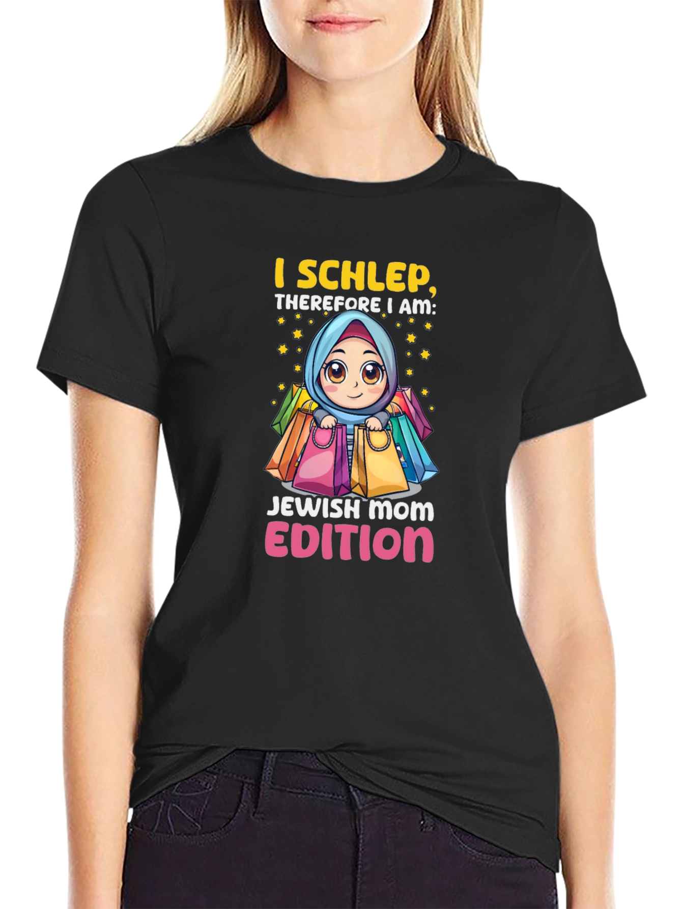 I Schlep Jewish Mom Edition Black T-Shirt