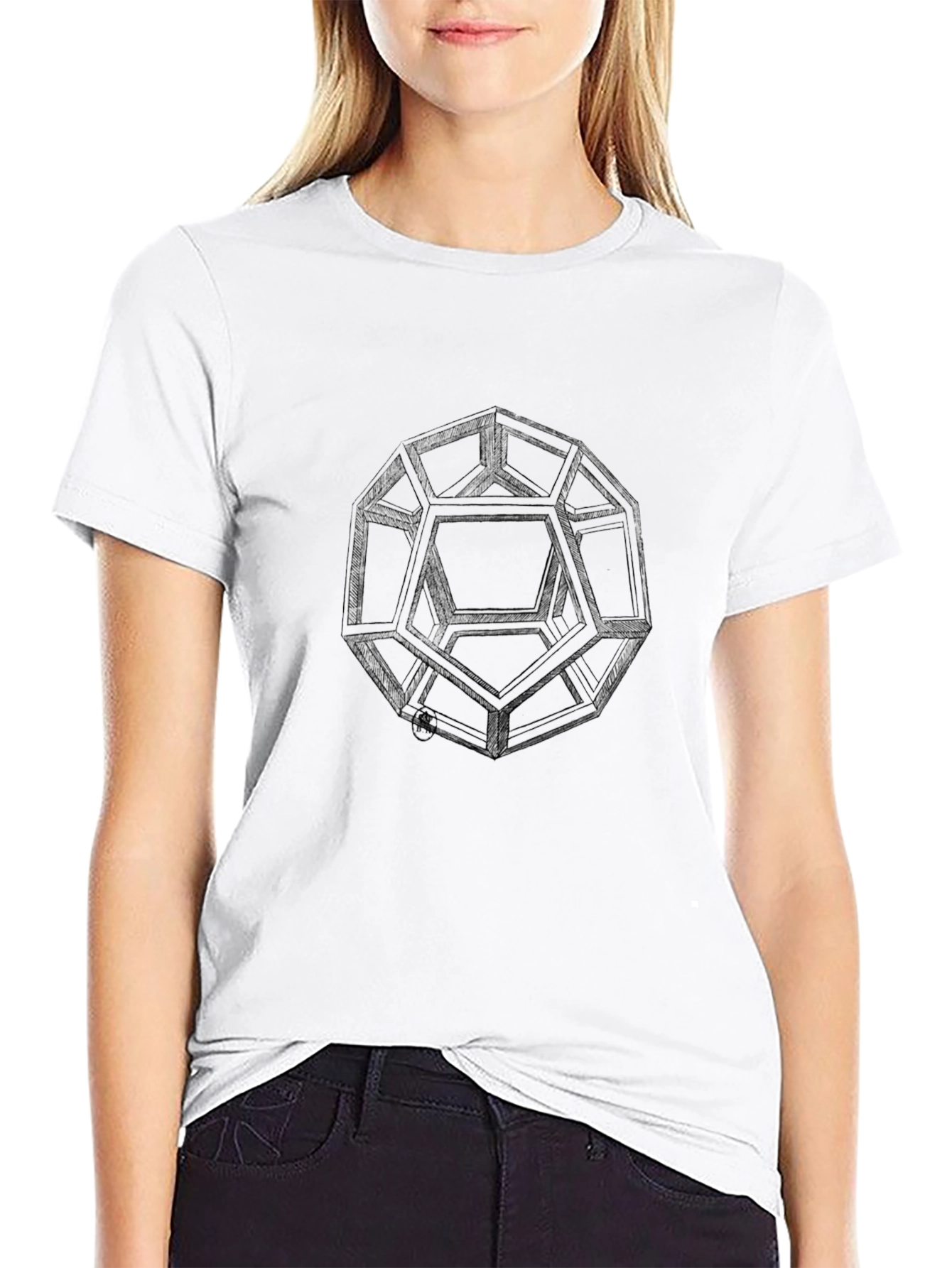 Geometric Sketch Tee - Minimalist Black T-Shirt