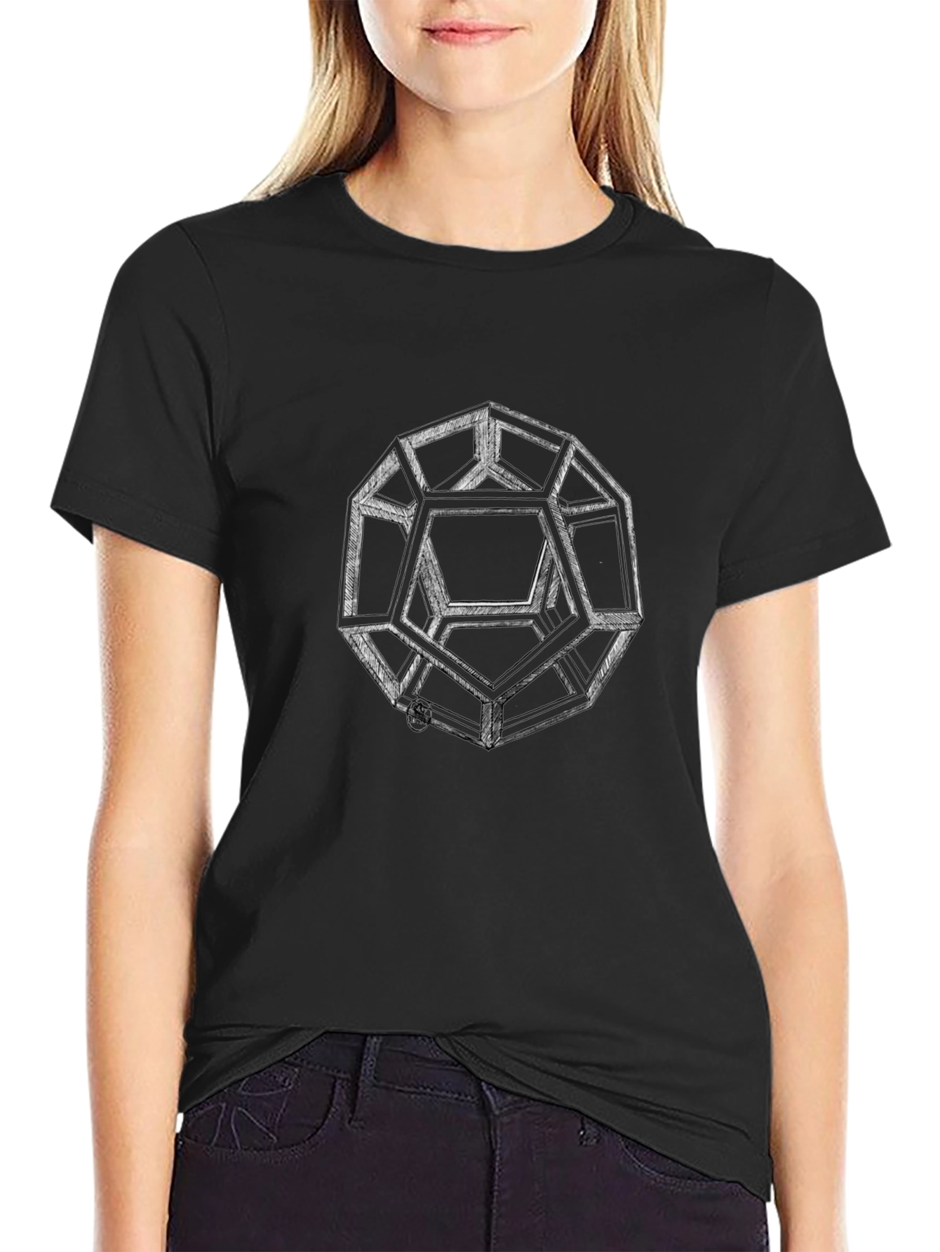 Geometric Sketch Tee - Minimalist Black T-Shirt