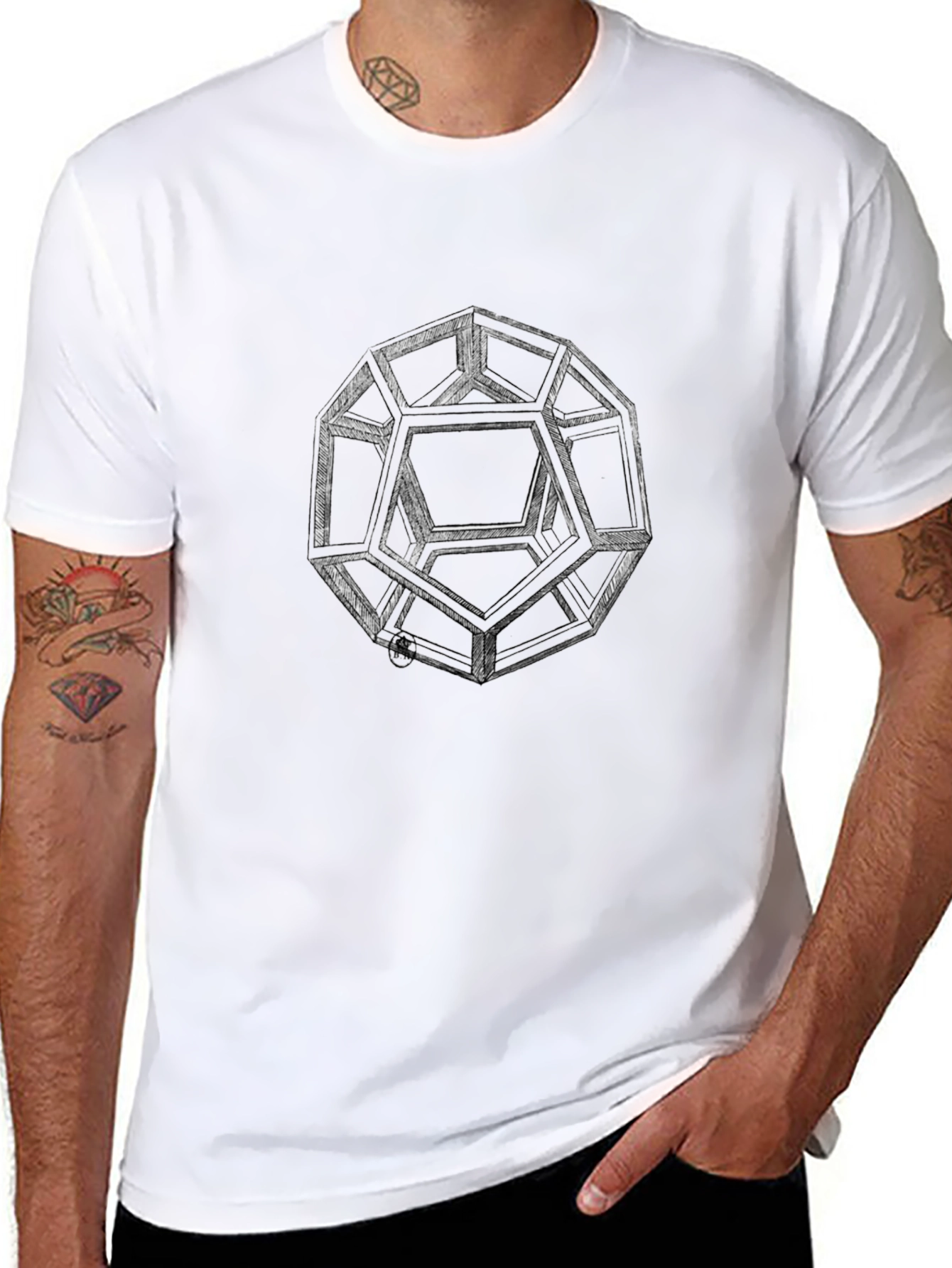 Geometric Sketch Tee - Minimalist Black T-Shirt