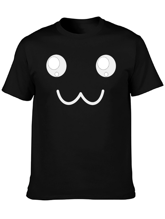 Funny Kawaii Face Black T-Shirt