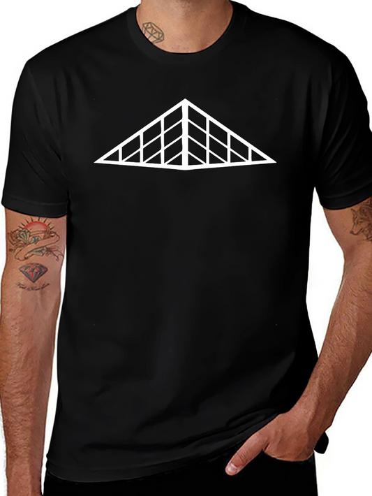 Geometric Triangle Grid Graphic Tee - Black
