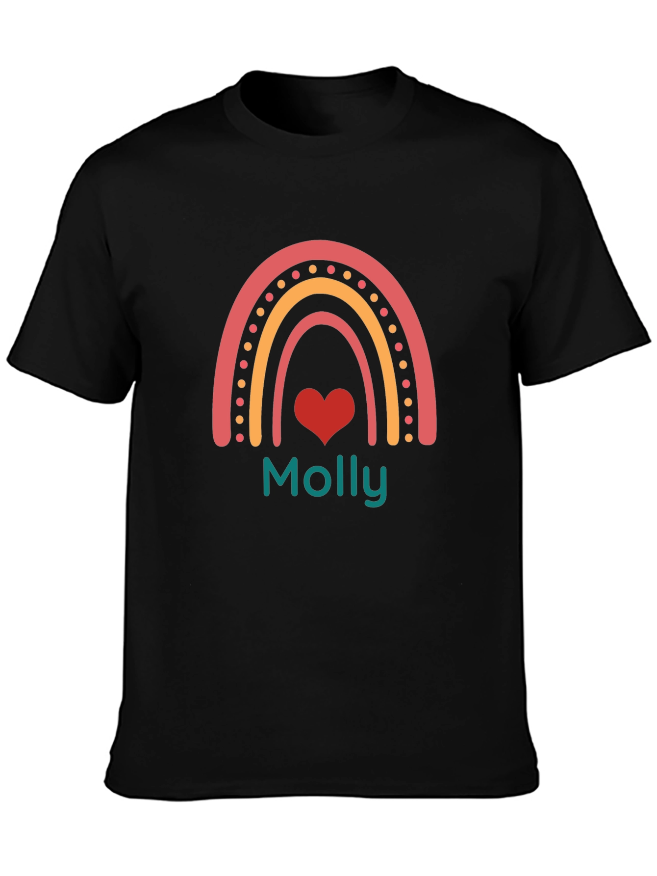 Molly Rainbow Heart Tee - Black Casual T-Shirt