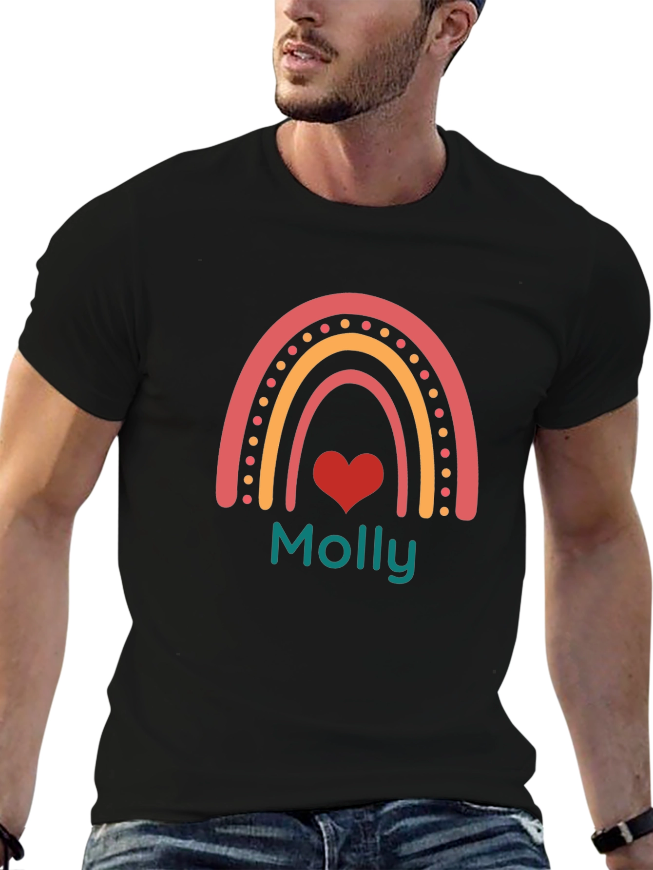 Molly Rainbow Heart Tee - Black Casual T-Shirt