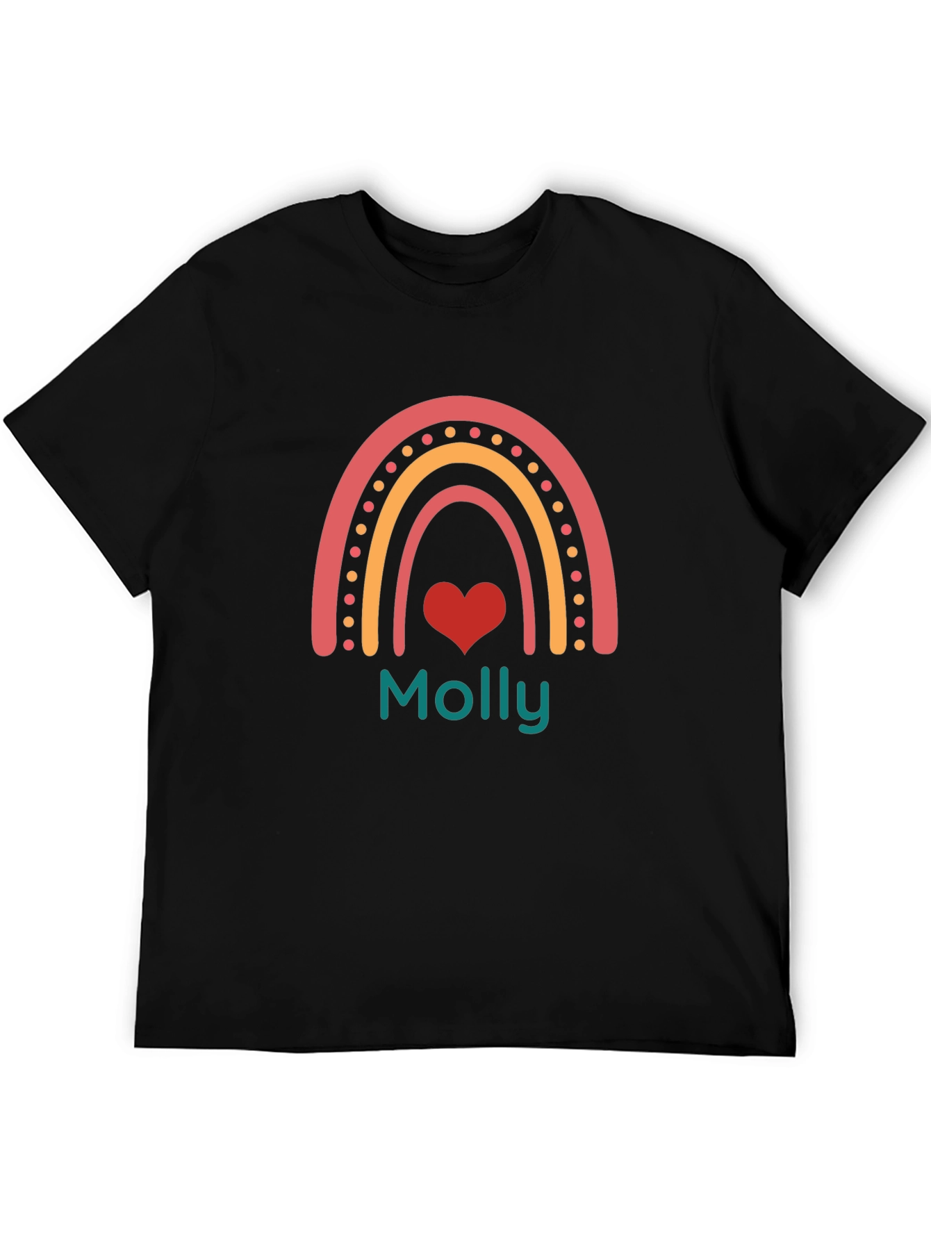 Molly Rainbow Heart Tee - Black Casual T-Shirt