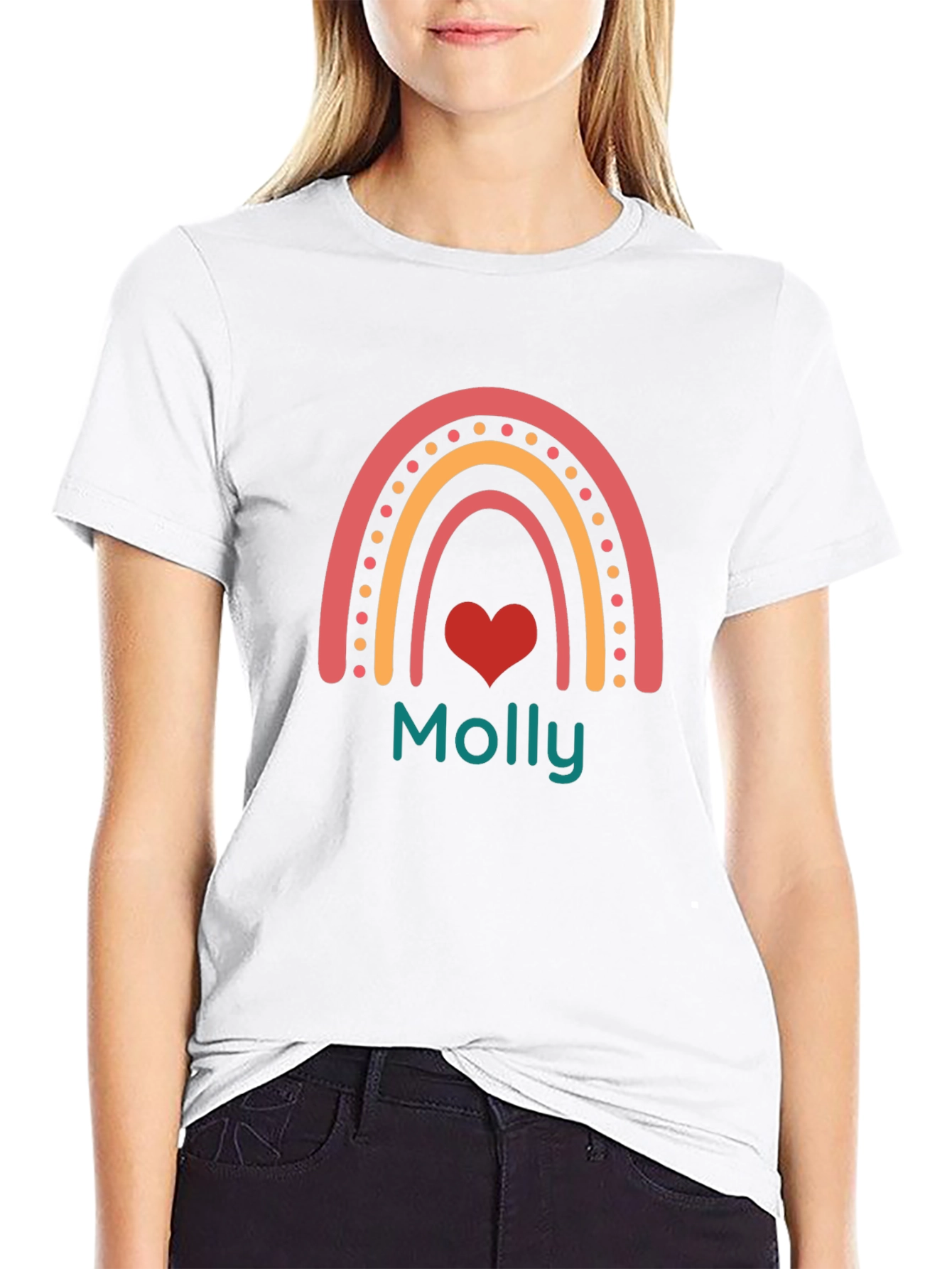 Molly Rainbow Heart Tee - Black Casual T-Shirt