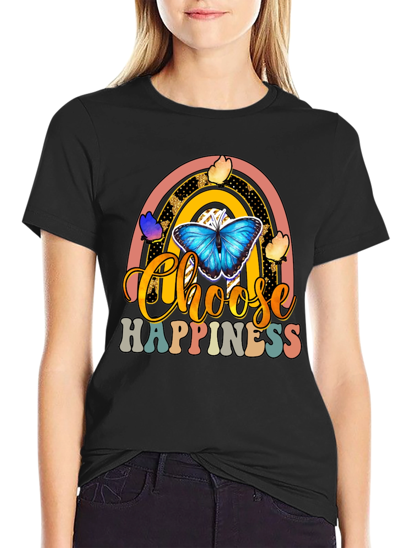 Choose Happiness Rainbow Butterfly T-Shirt