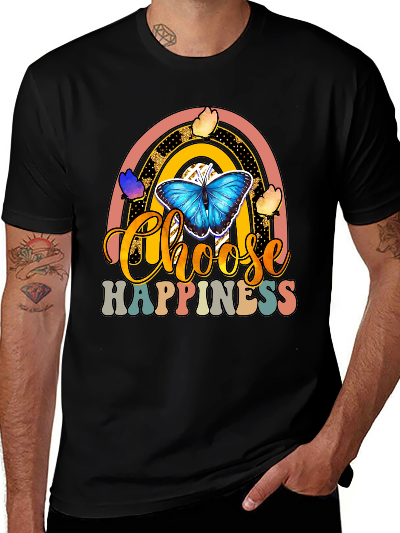 Choose Happiness Rainbow Butterfly T-Shirt