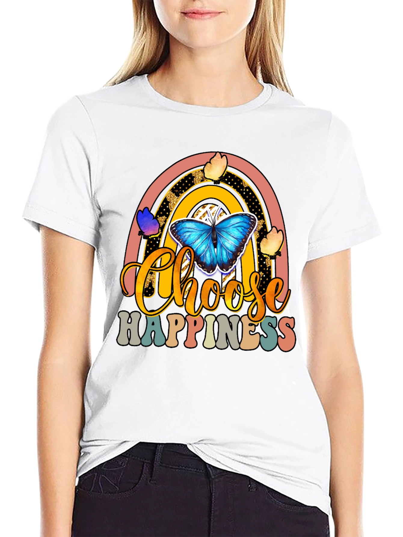 Choose Happiness Rainbow Butterfly T-Shirt
