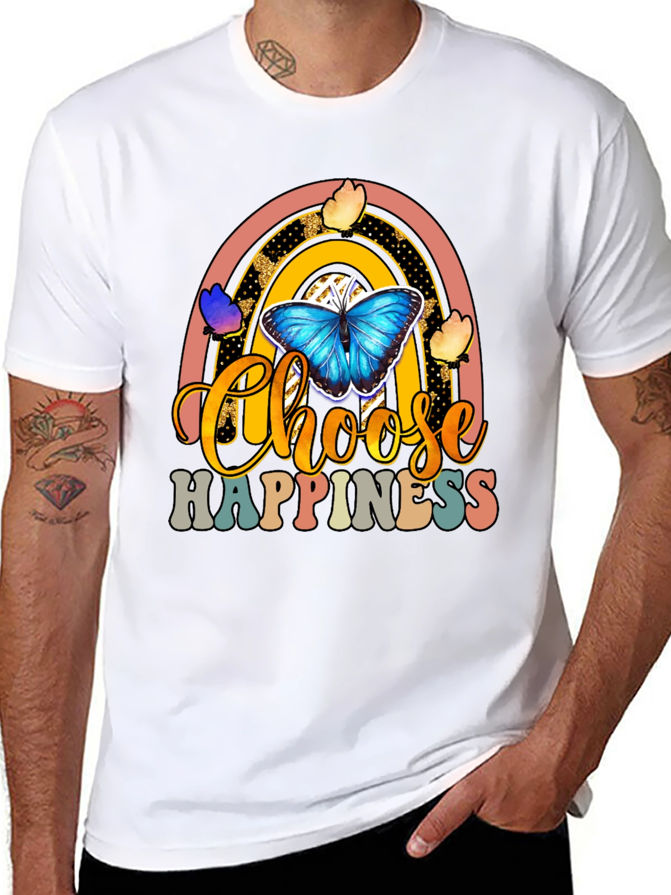 Choose Happiness Rainbow Butterfly T-Shirt