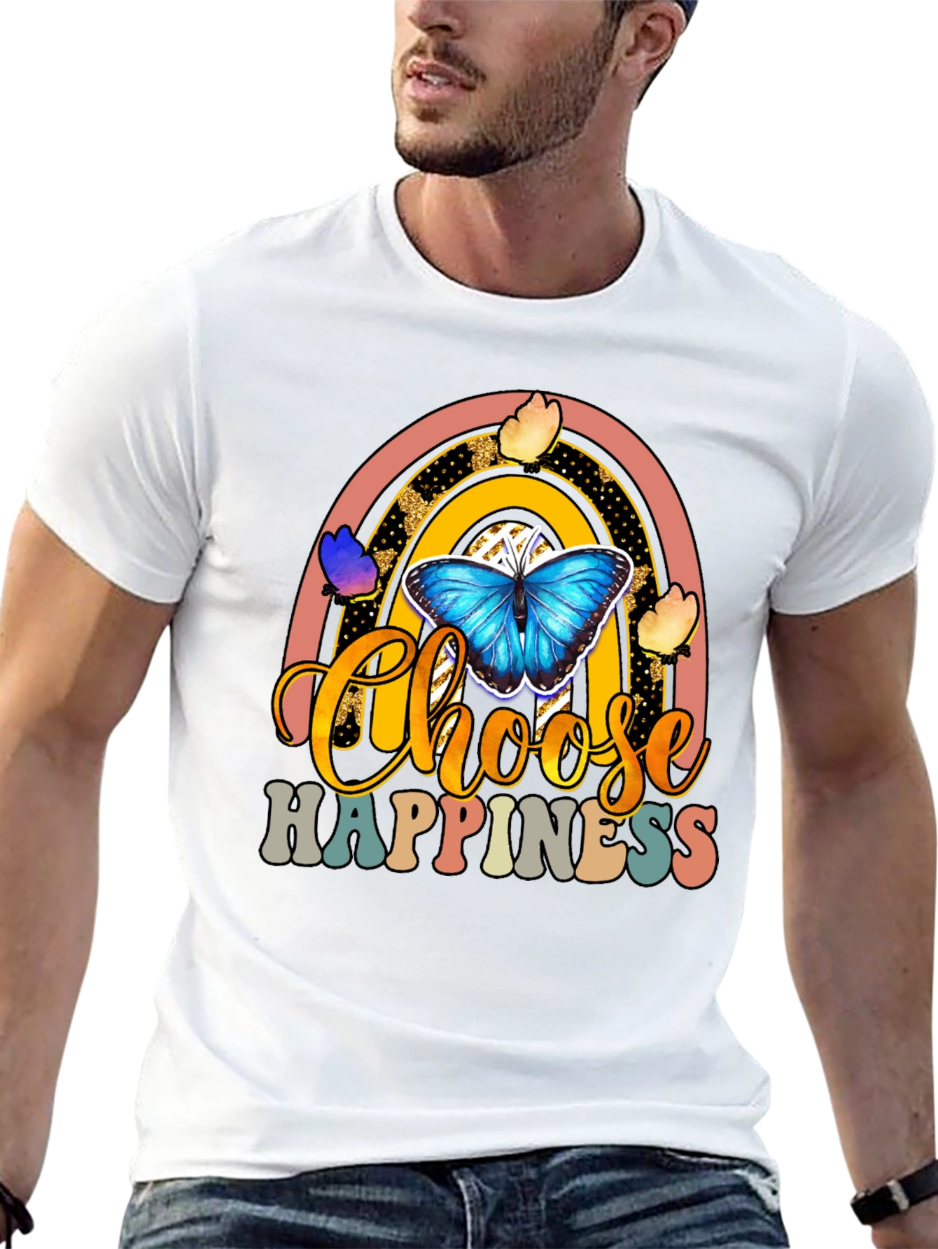 Choose Happiness Rainbow Butterfly T-Shirt