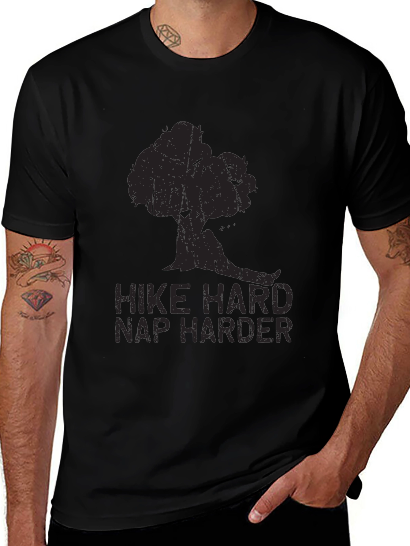 Hike Hard Nap Harder Graphic Tee - Black
