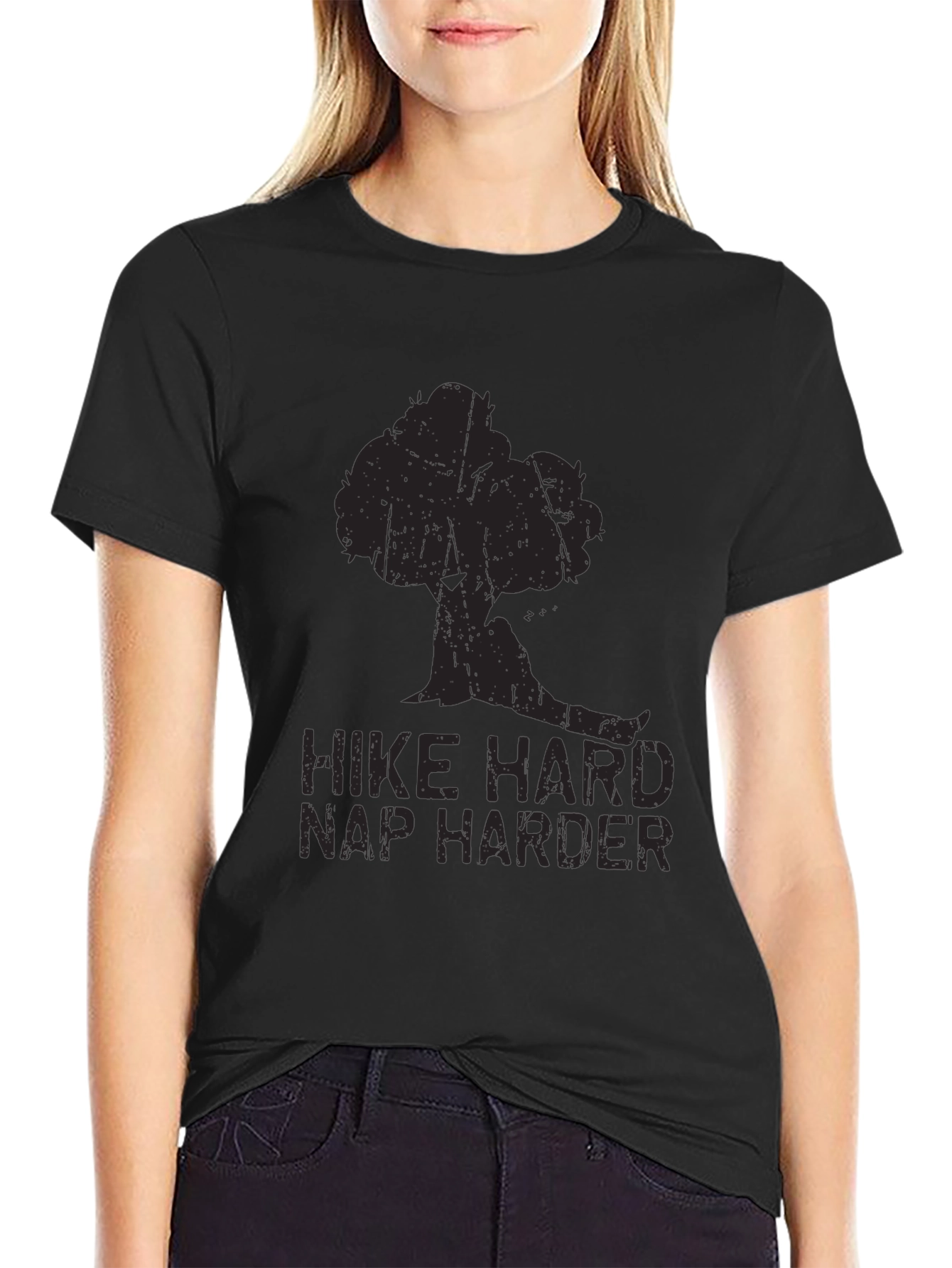 Hike Hard Nap Harder Graphic Tee - Black