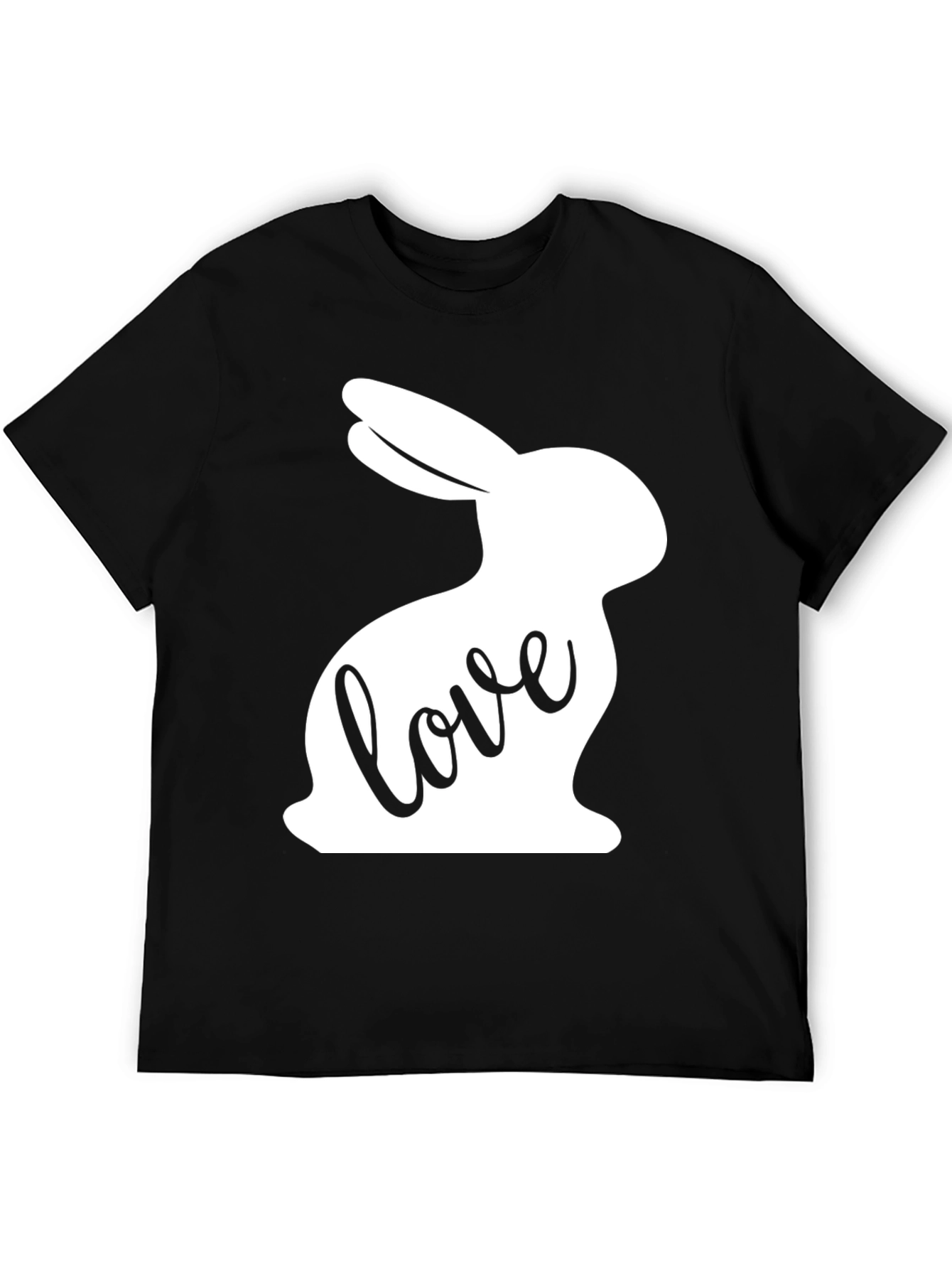 Love Bunny Graphic Tee - Black Cotton Casual Shirt