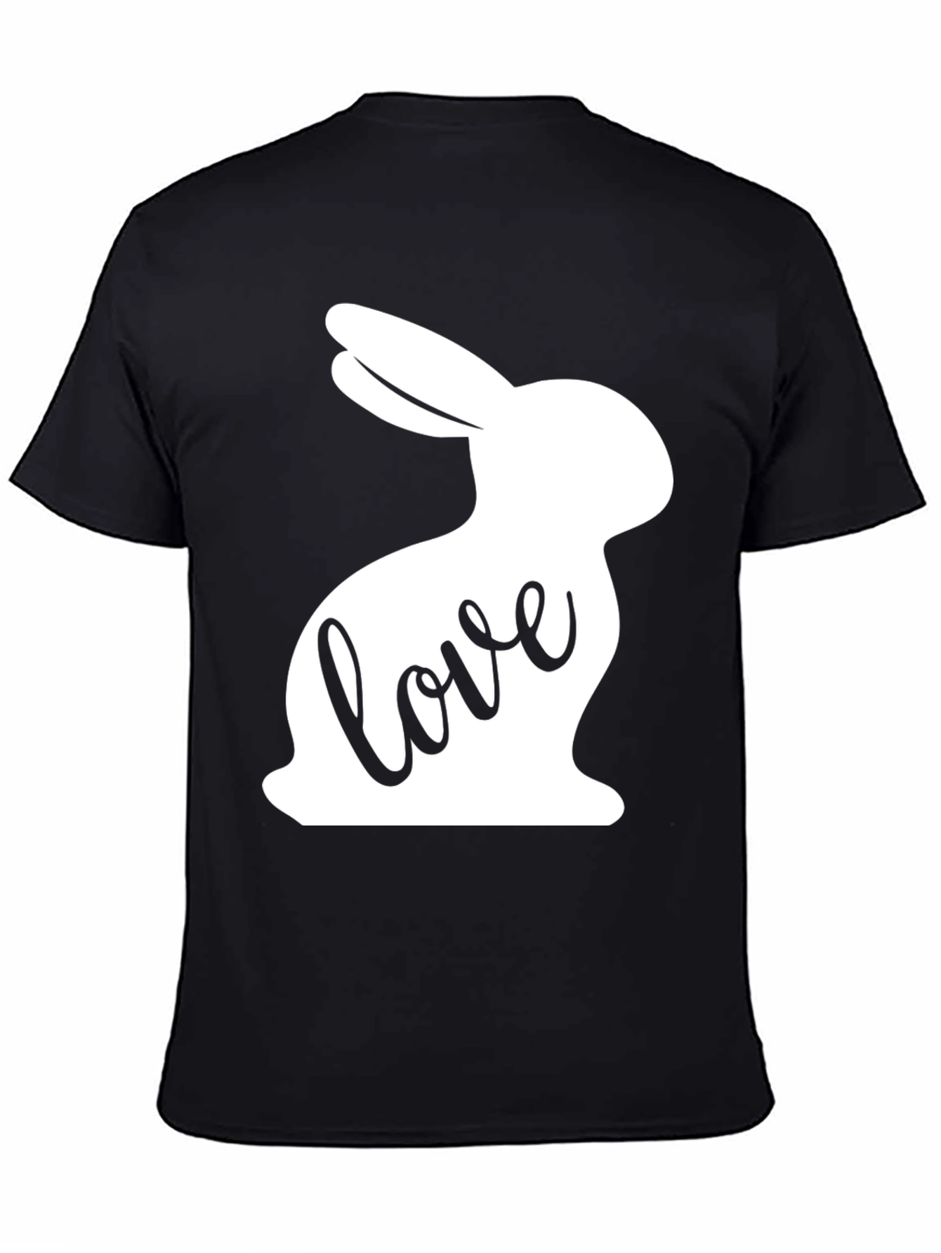 Love Bunny Graphic Tee - Black Cotton Casual Shirt