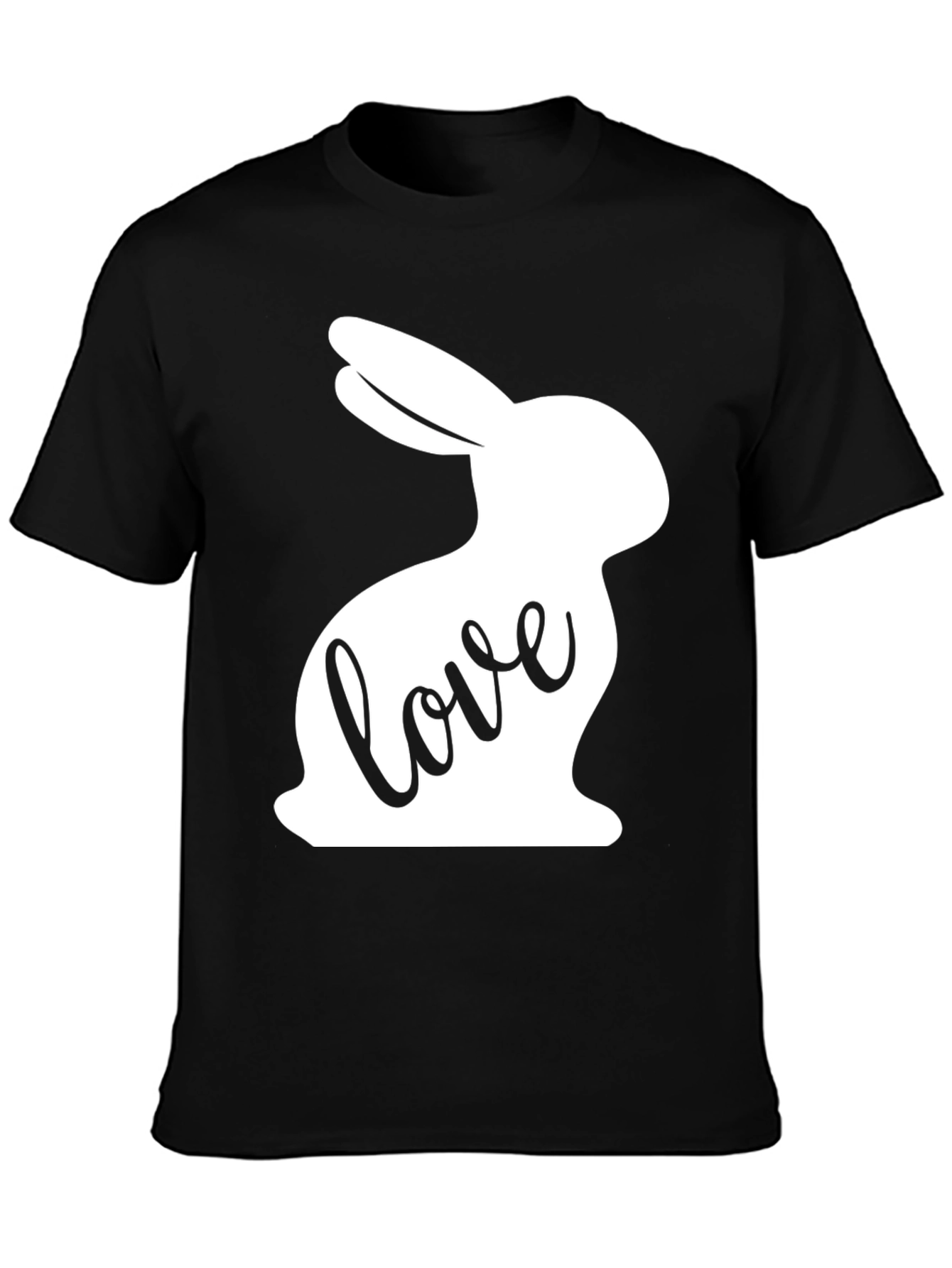 Love Bunny Graphic Tee - Black Cotton Casual Shirt