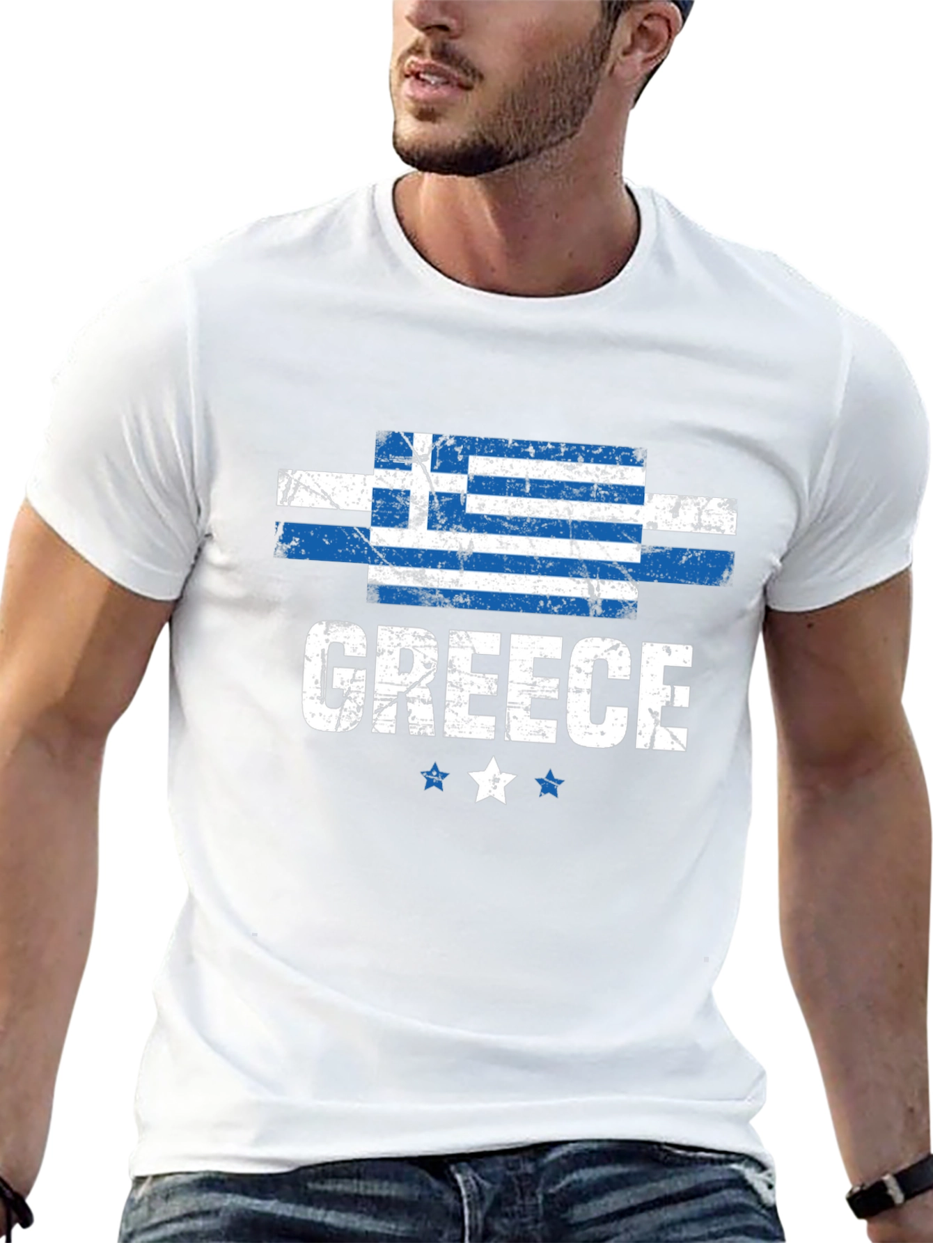 Greece Flag T-Shirt Distressed Design