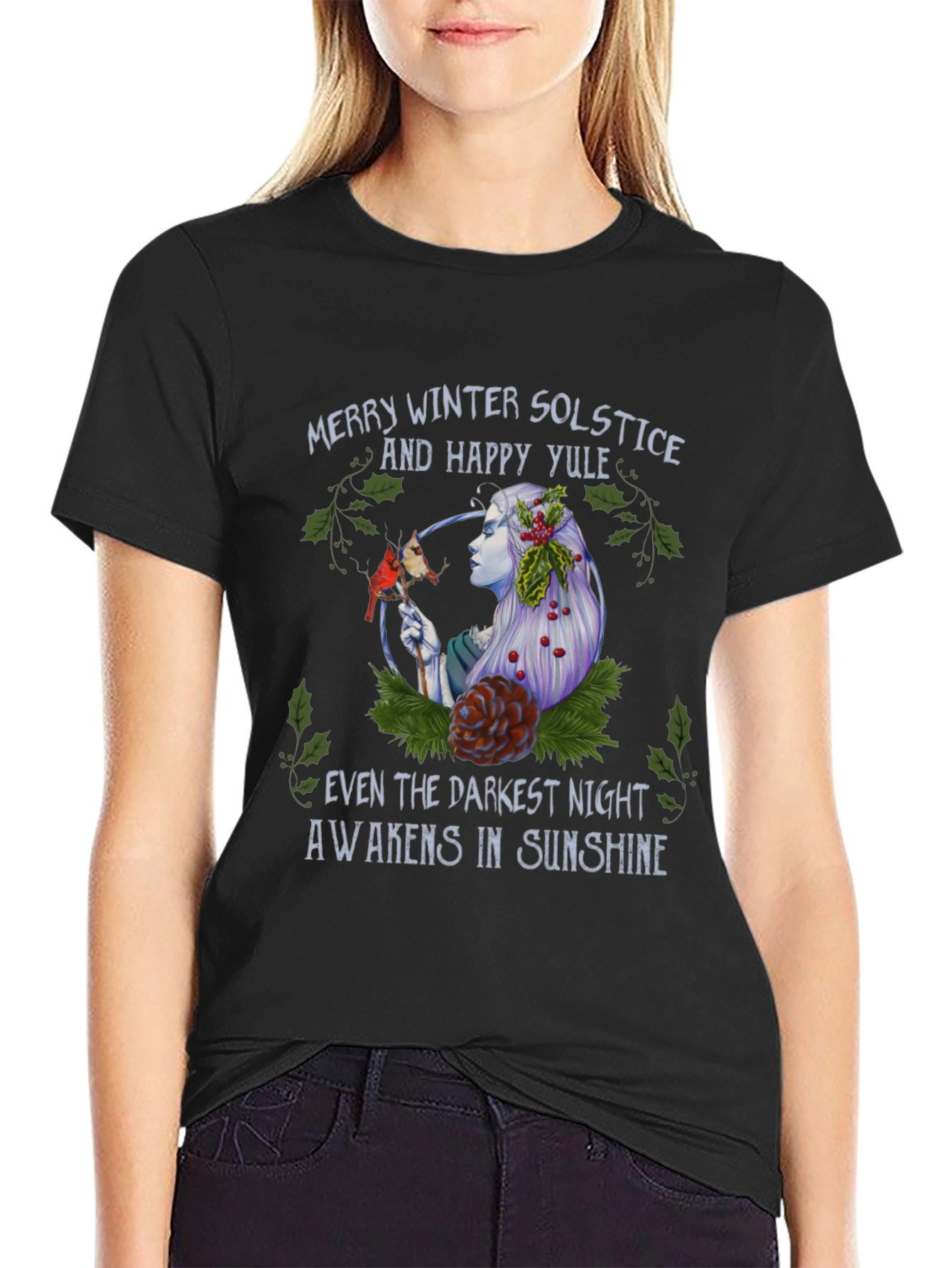 Winter Solstice Yule T-Shirt - Darkest Night Sunshine