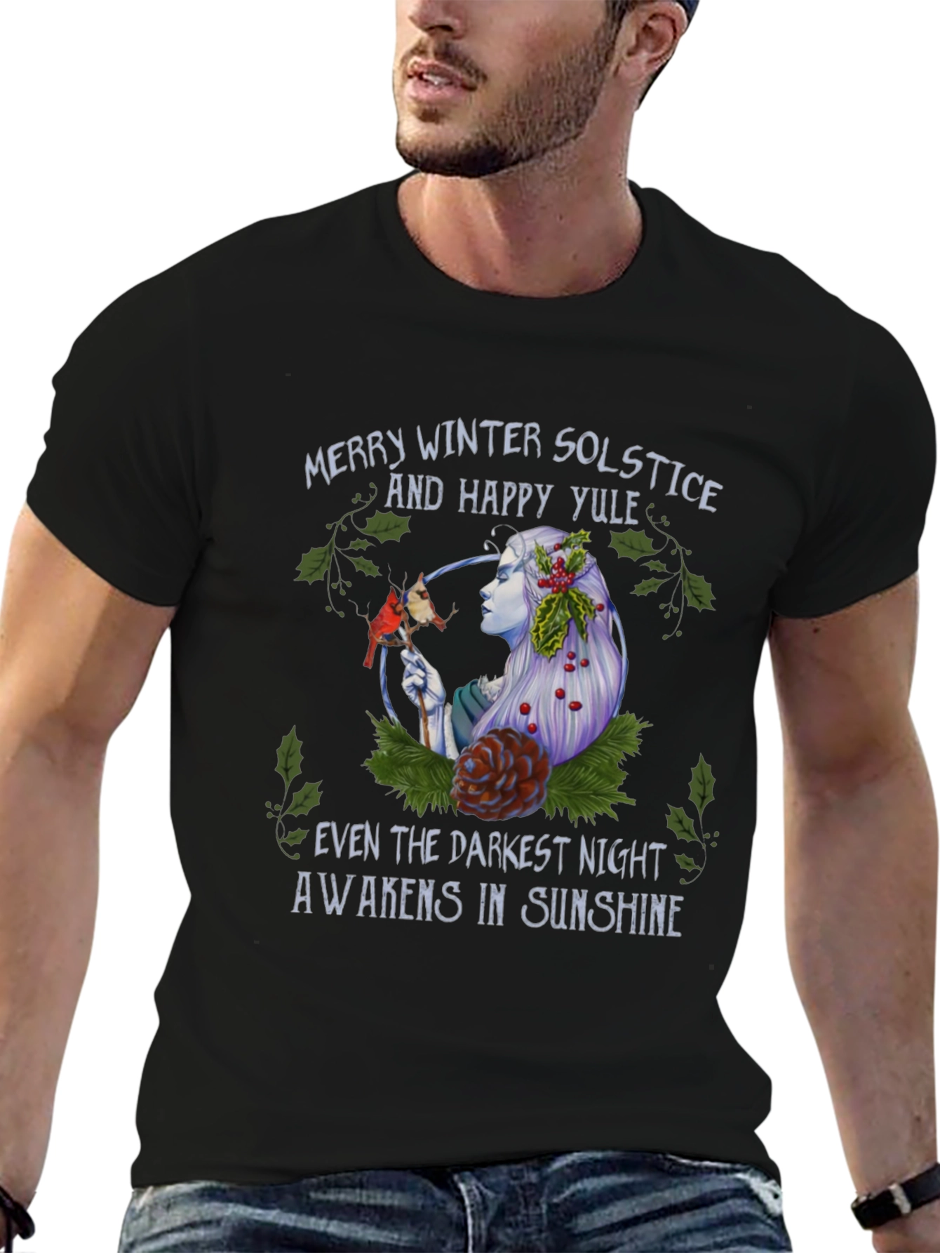 Winter Solstice Yule T-Shirt - Darkest Night Sunshine