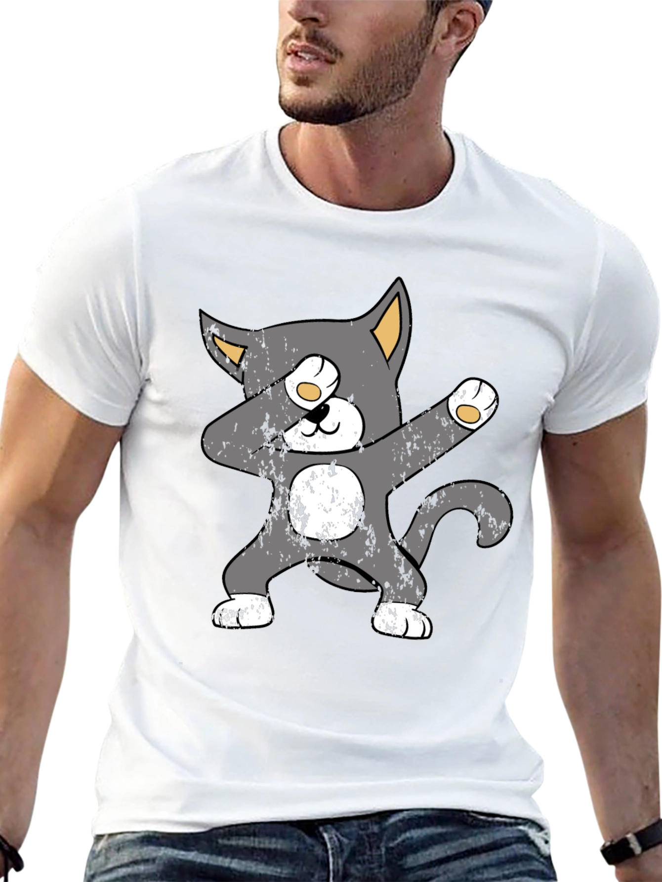 Dabbing Cat Graphic Tee - Trendy Unisex T-Shirt