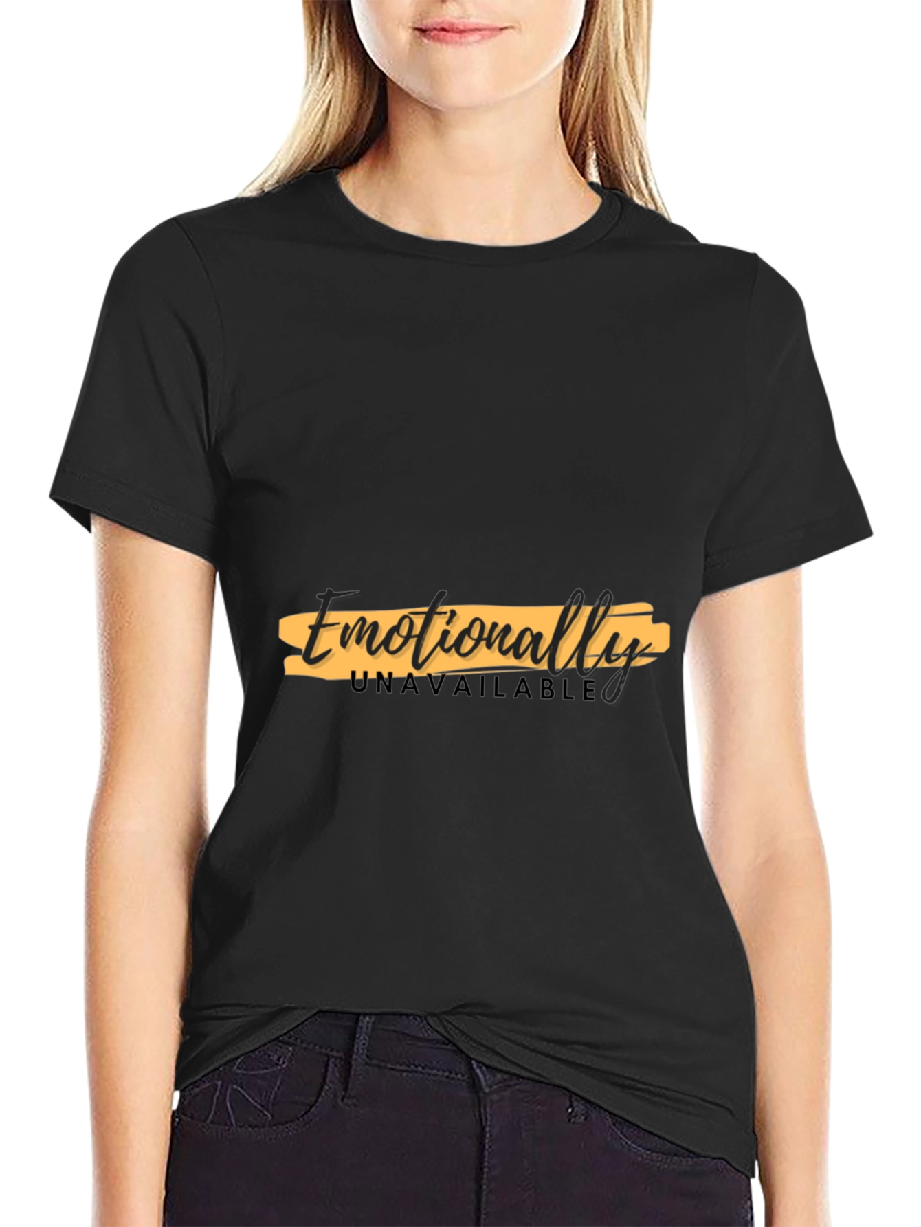 Emotionally Unavailable Graphic Black T-Shirt