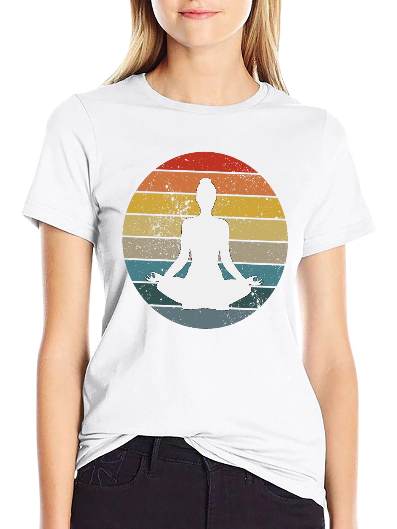Yoga Meditation Sunset Graphic Tee - Relaxed Fit