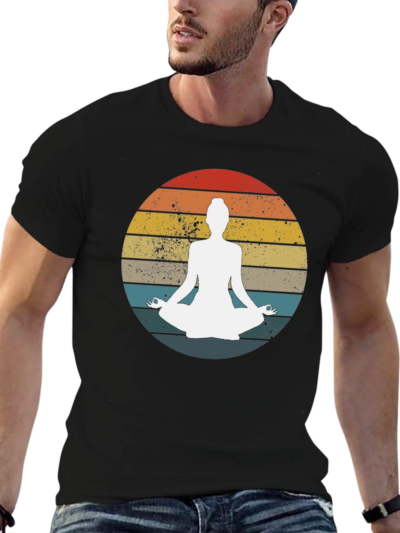 Yoga Meditation Sunset Graphic Tee - Relaxed Fit