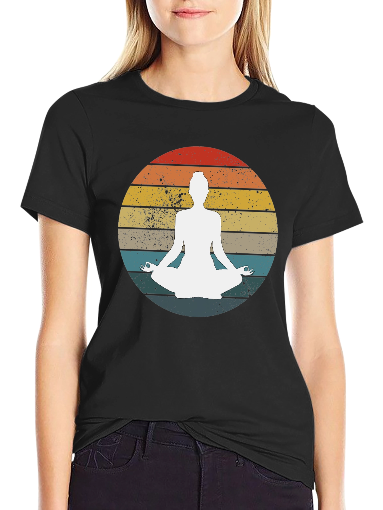 Yoga Meditation Sunset Graphic Tee - Relaxed Fit