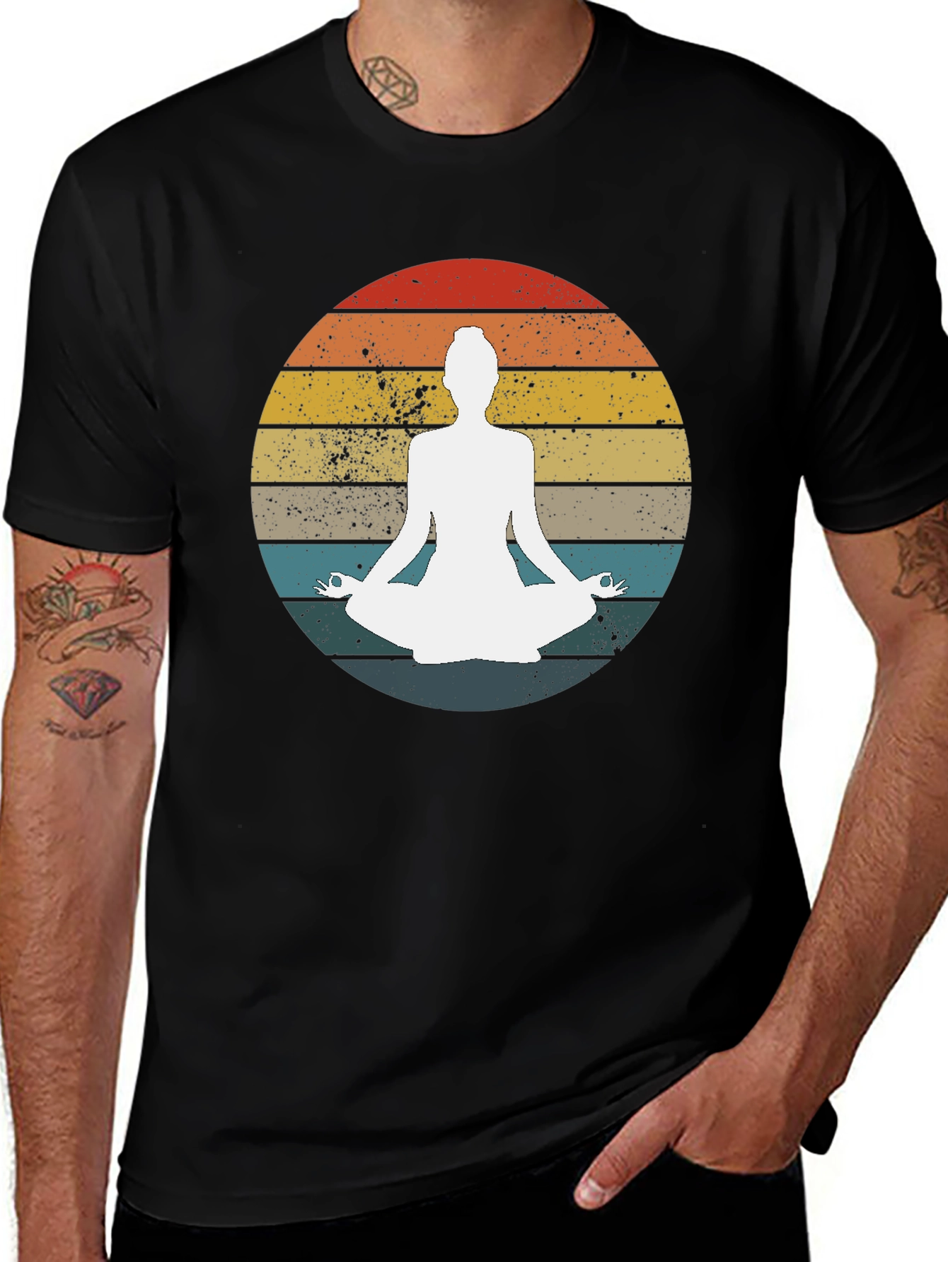 Yoga Meditation Sunset Graphic Tee - Relaxed Fit