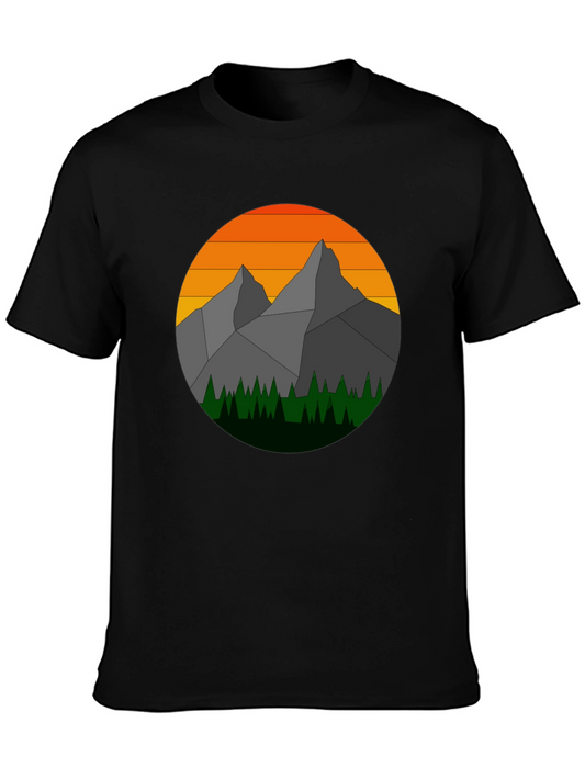 Geometric Mountain Sunset Graphic Tee