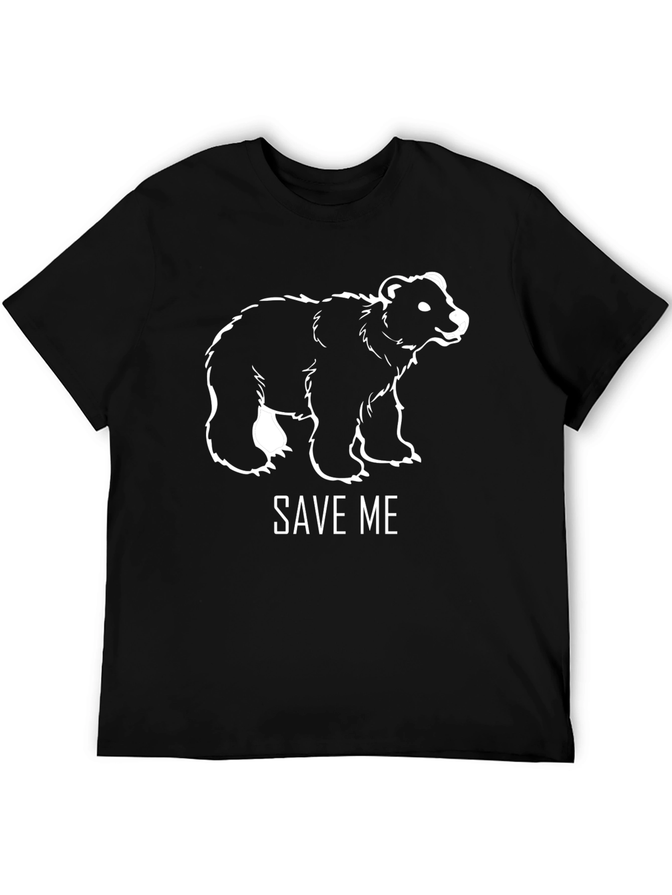 Save Me Bear Graphic Tee - Black Cotton Blend