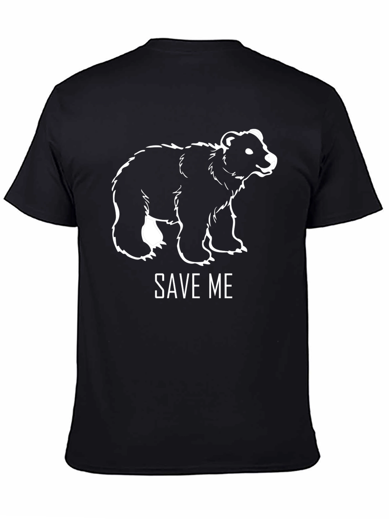 Save Me Bear Graphic Tee - Black Cotton Blend