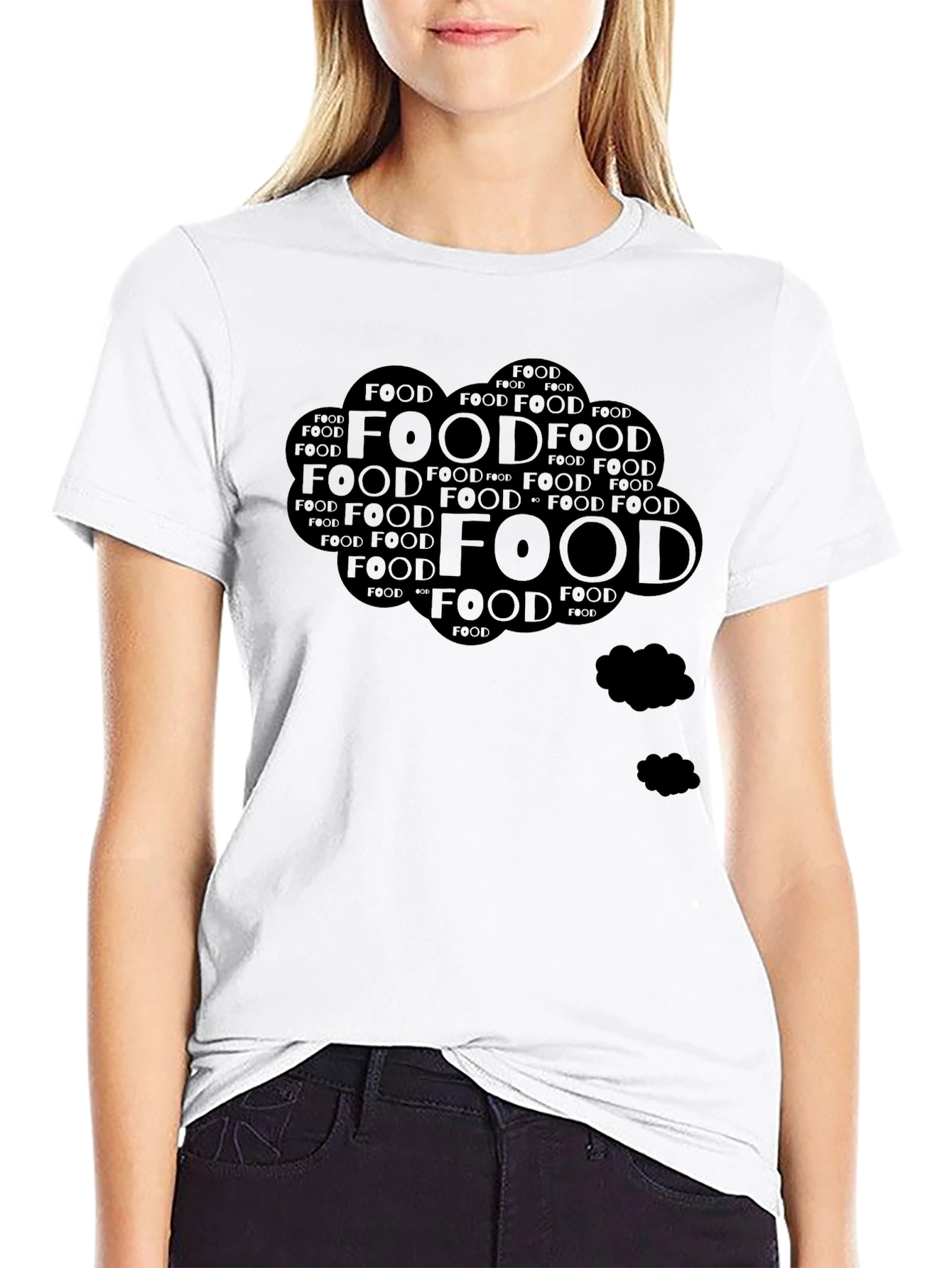Food Lover Black T-Shirt - Word Cloud Design