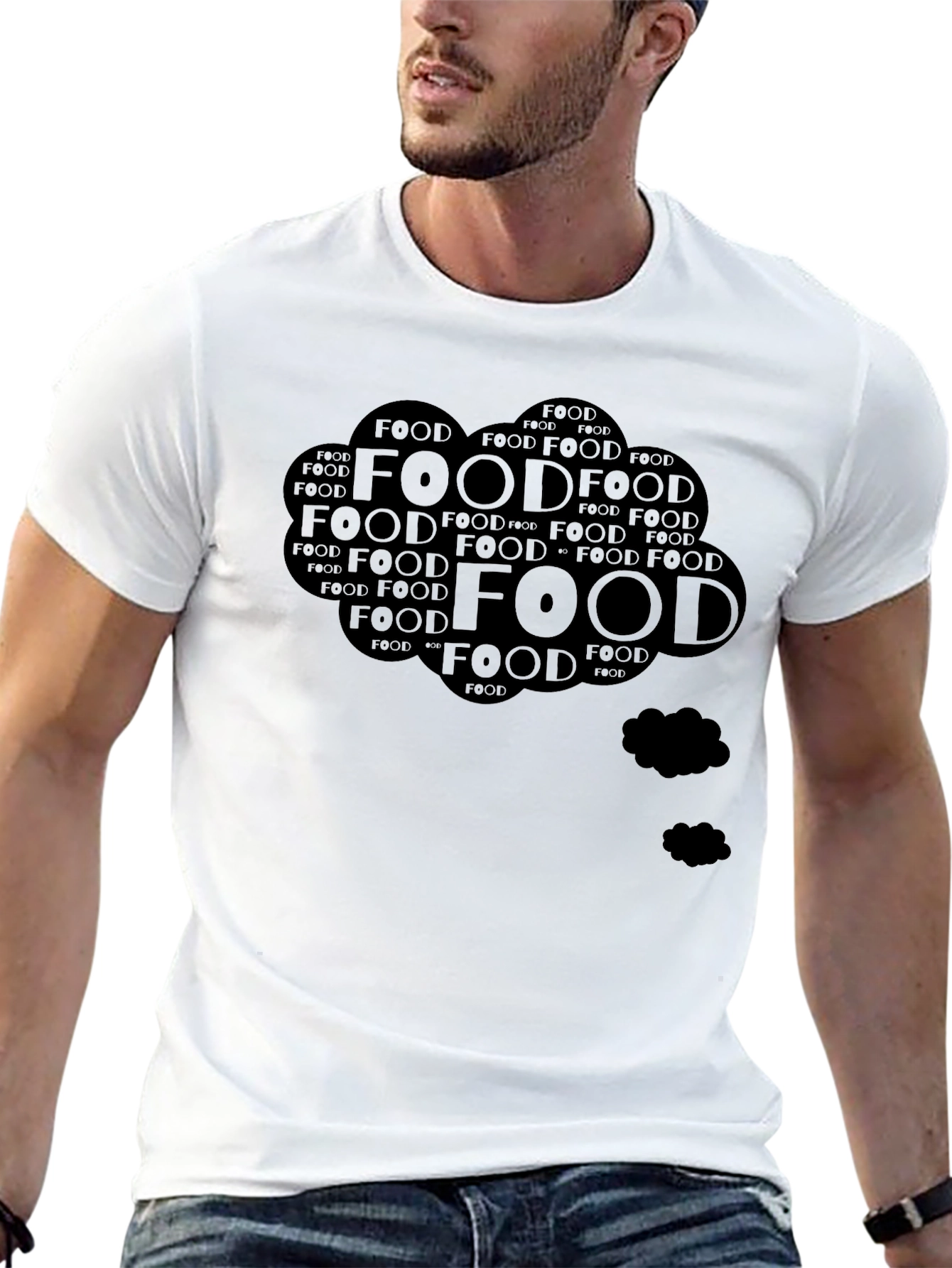 Food Lover Black T-Shirt - Word Cloud Design