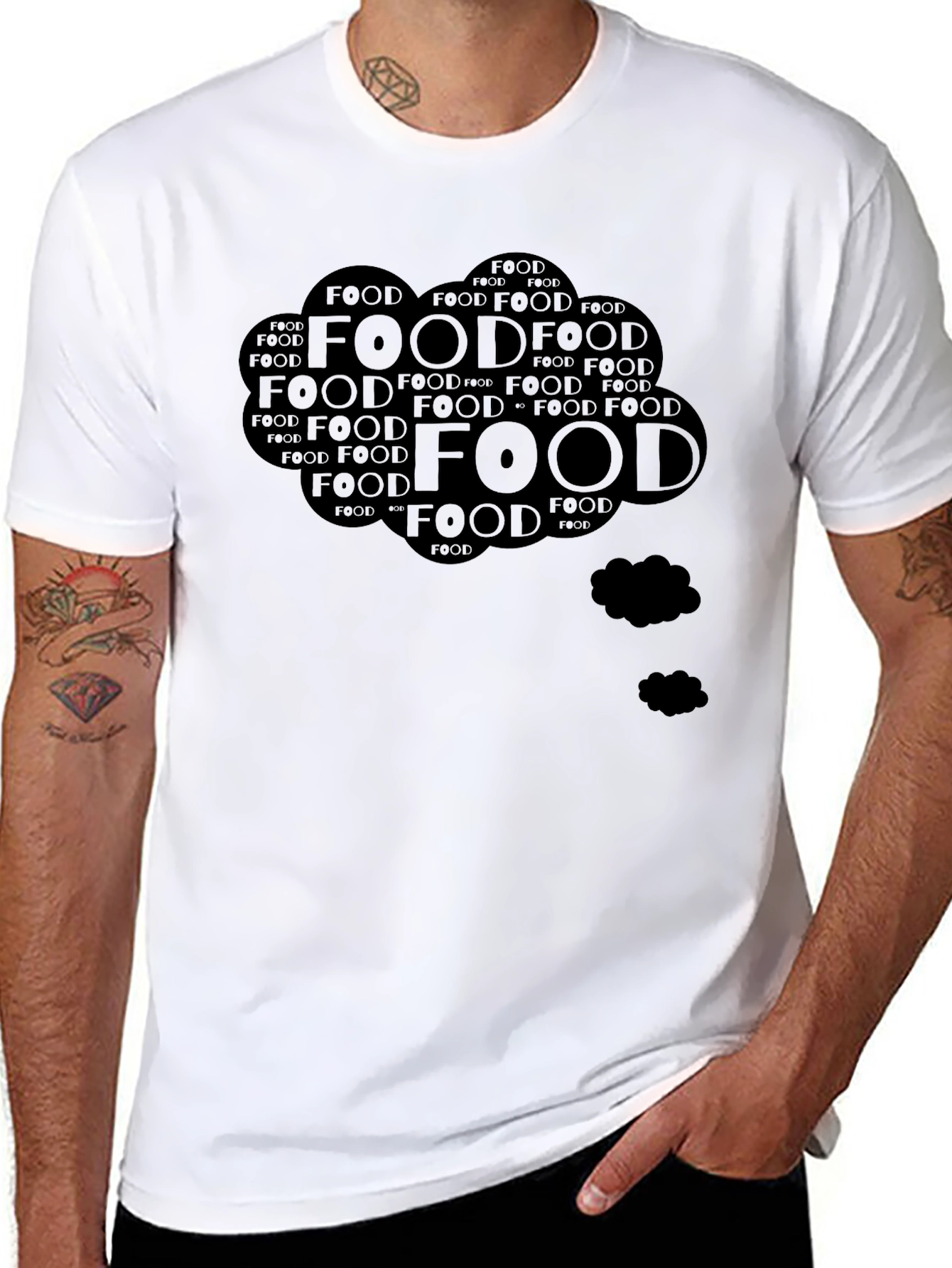 Food Lover Black T-Shirt - Word Cloud Design