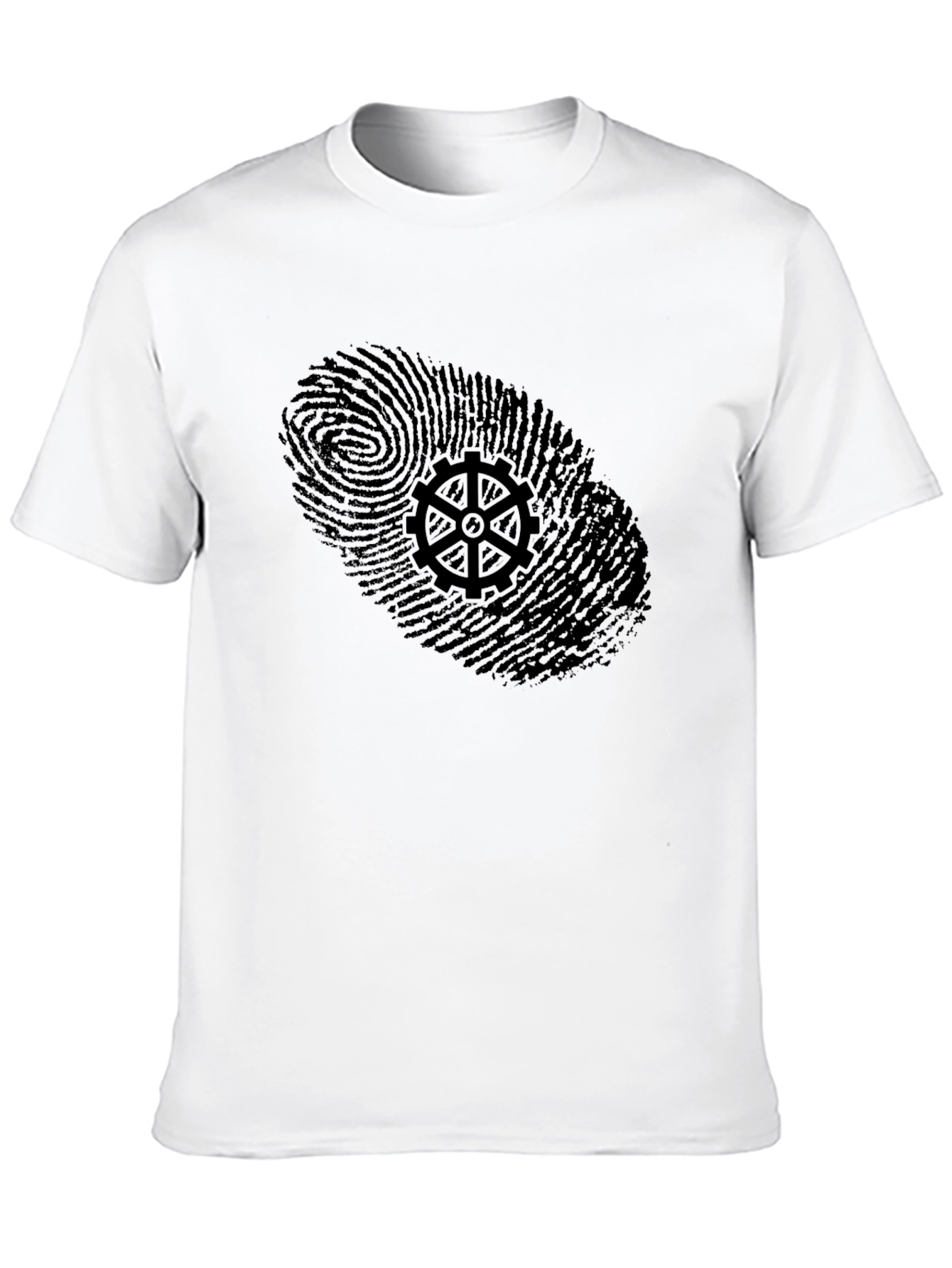 Black Fingerprint Gear Graphic T-Shirt