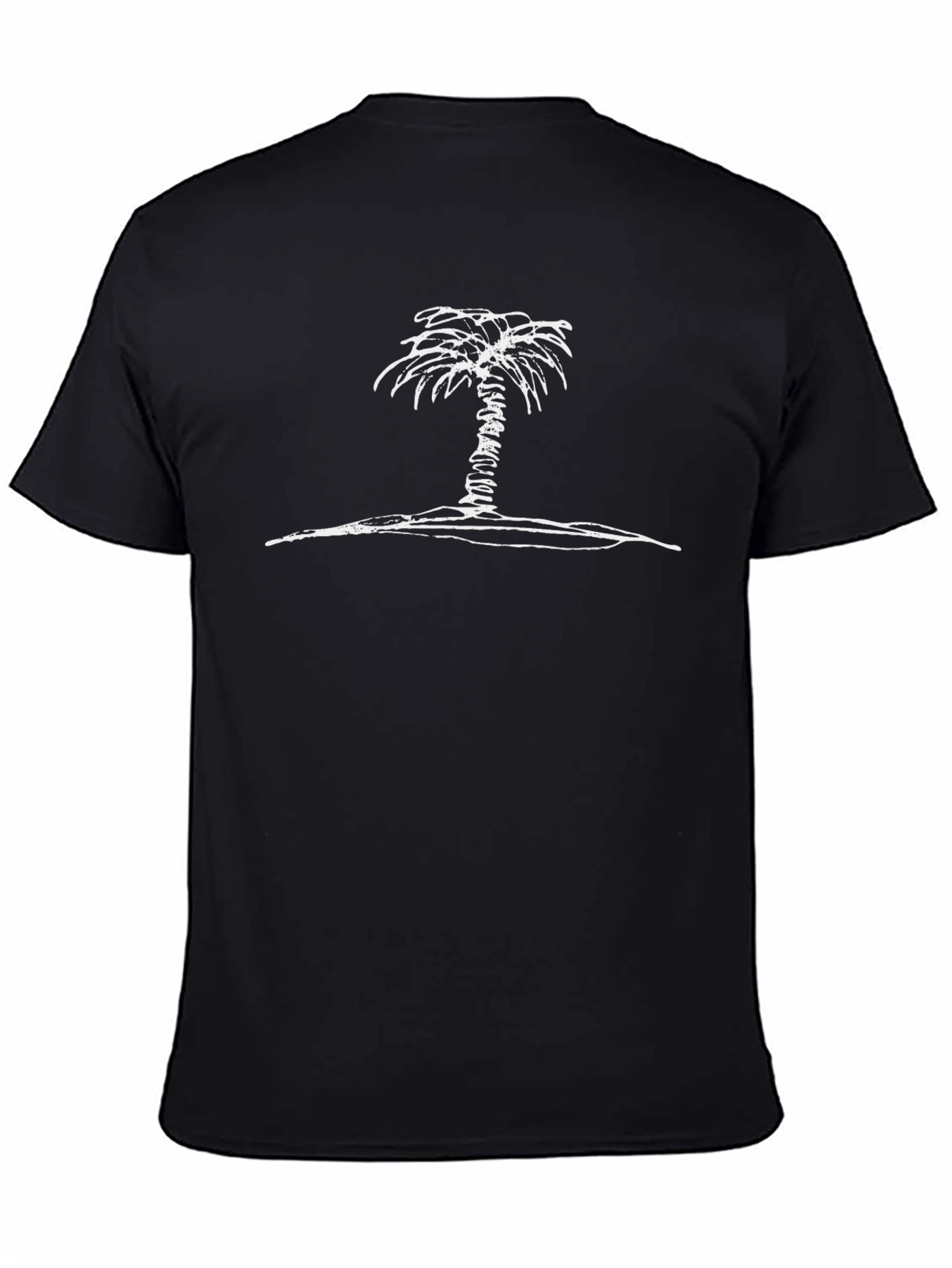 Palm Tree Graphic Tee - Black Cotton T-Shirt