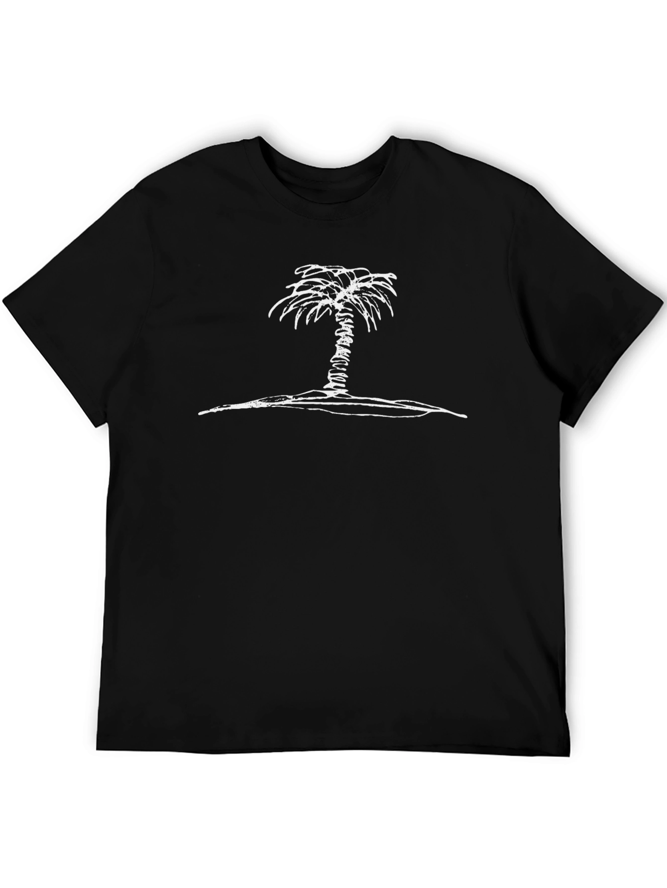 Palm Tree Graphic Tee - Black Cotton T-Shirt