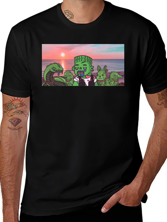 Cartoon Graphic Tee - Sea Monster & Zombie