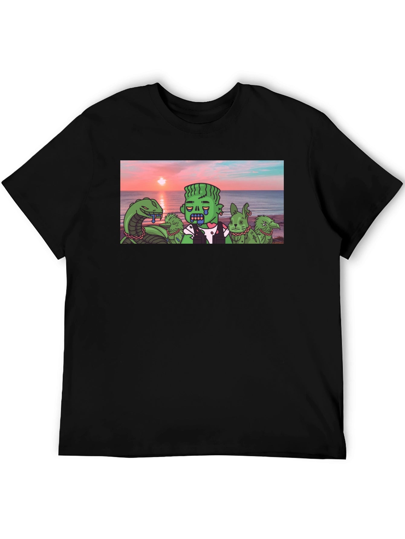 Cartoon Graphic Tee - Sea Monster & Zombie