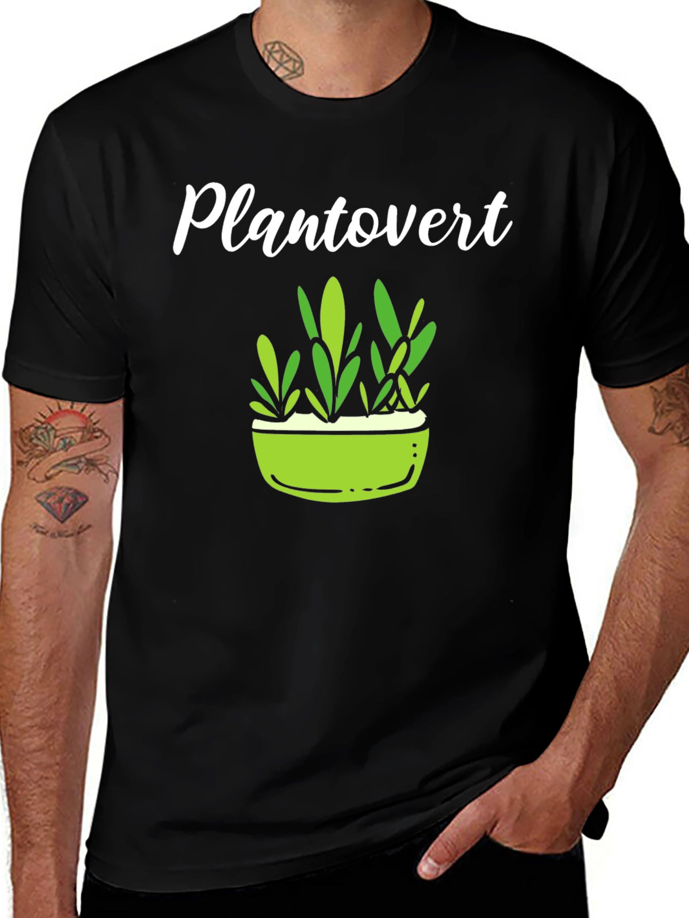 Plantovert Graphic Tee - Black Cotton T-Shirt
