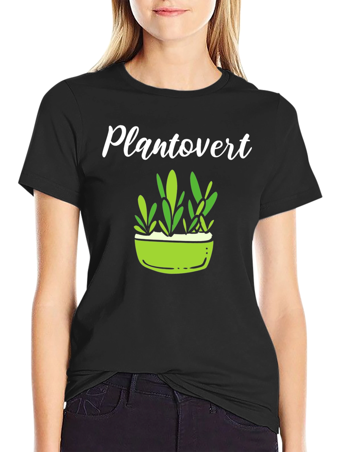 Plantovert Graphic Tee - Black Cotton T-Shirt