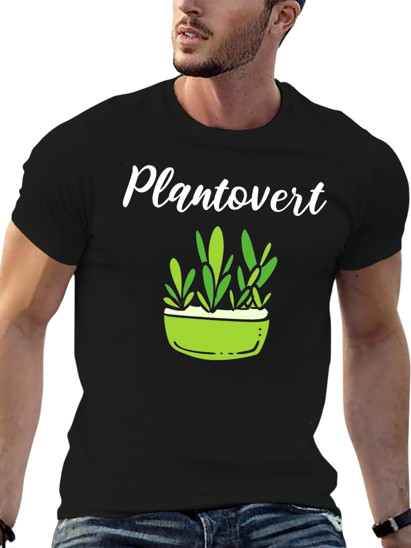 Plantovert Graphic Tee - Black Cotton T-Shirt