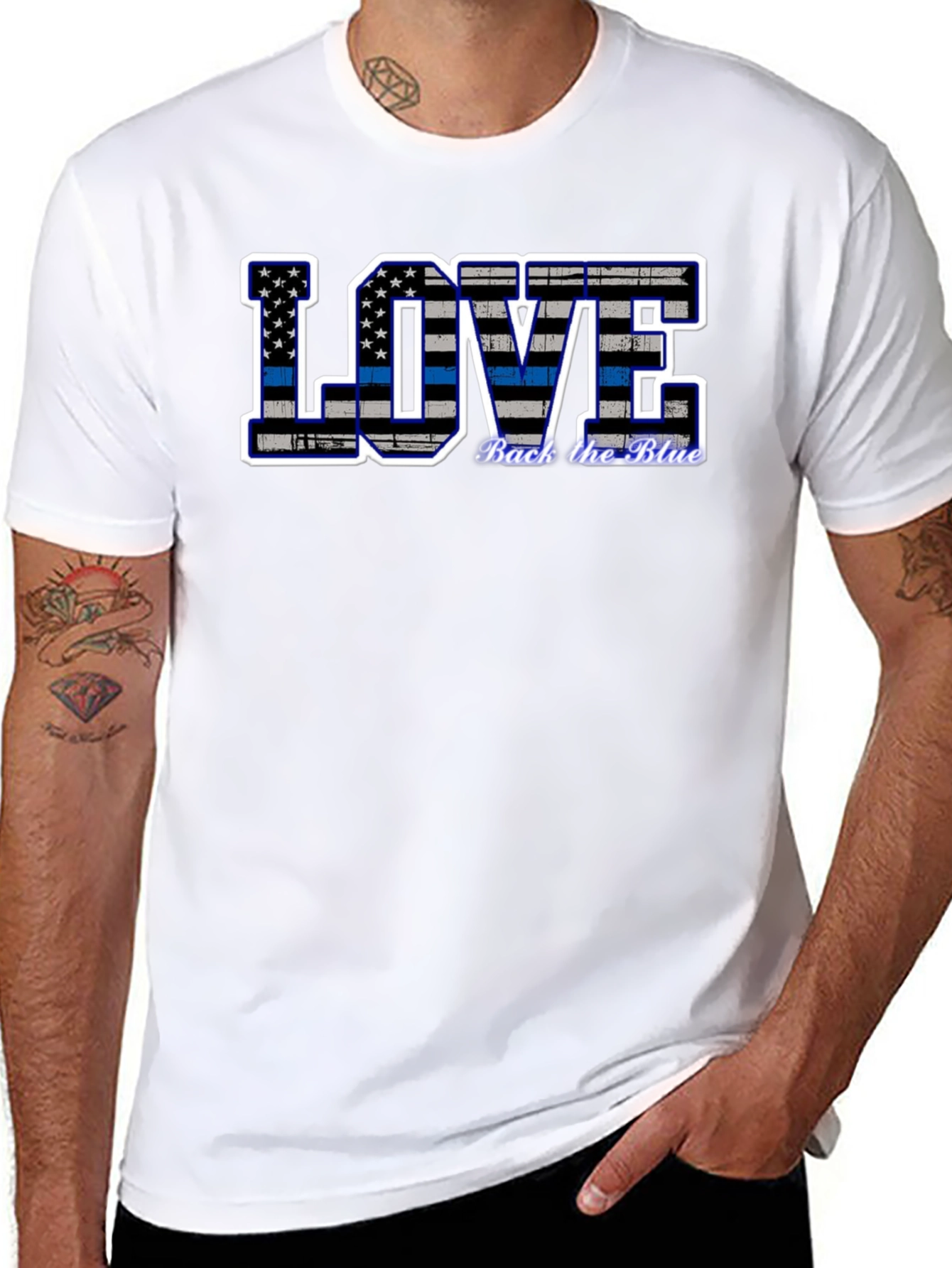 Back the Blue Thin Blue Line Love Graphic Tee