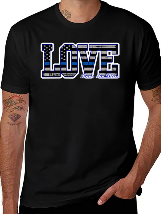 Back the Blue Thin Blue Line Love Graphic Tee